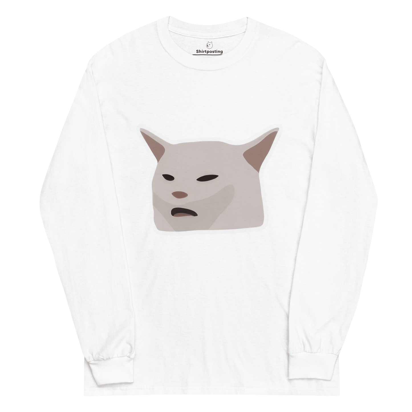 Cat Long Sleeve T-Shirt Meme - White | Shirtposting