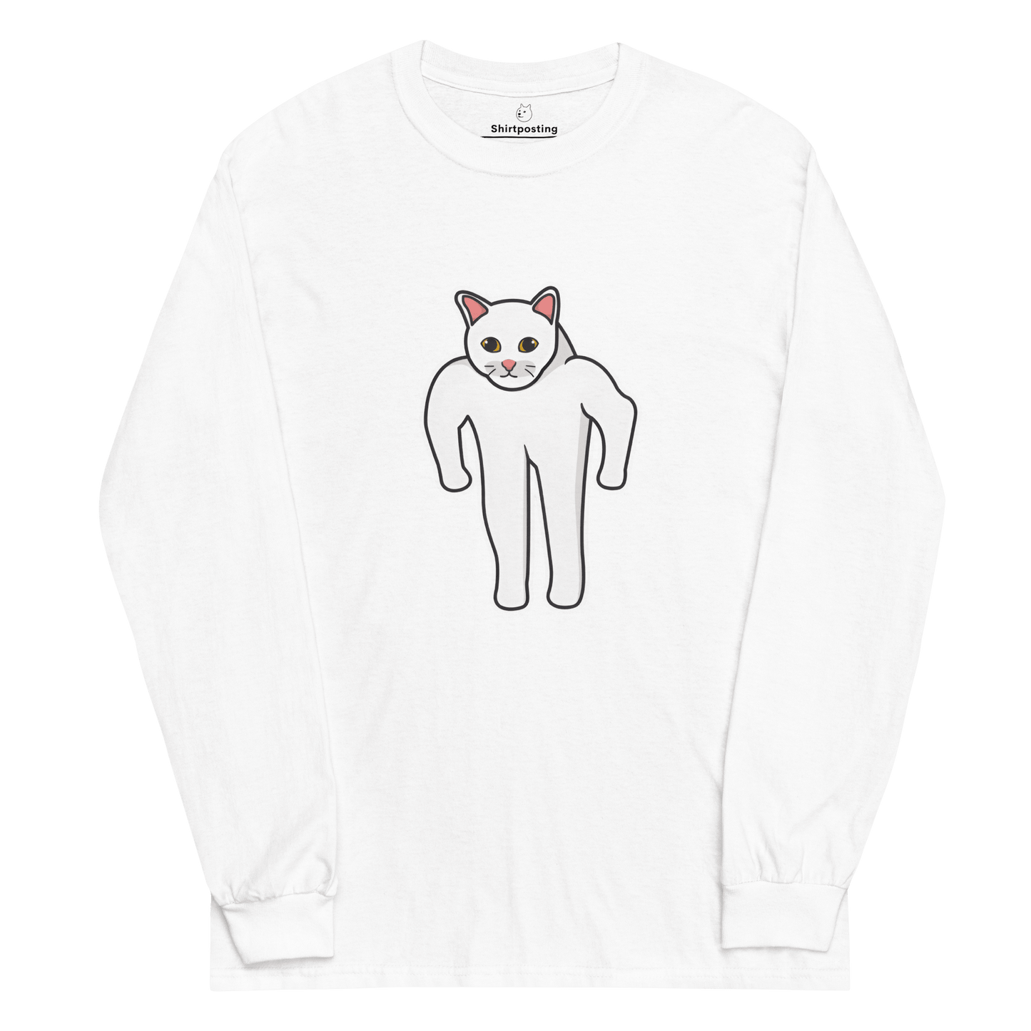 Cat Long Sleeve T-Shirt Meme - White | Shirtposting