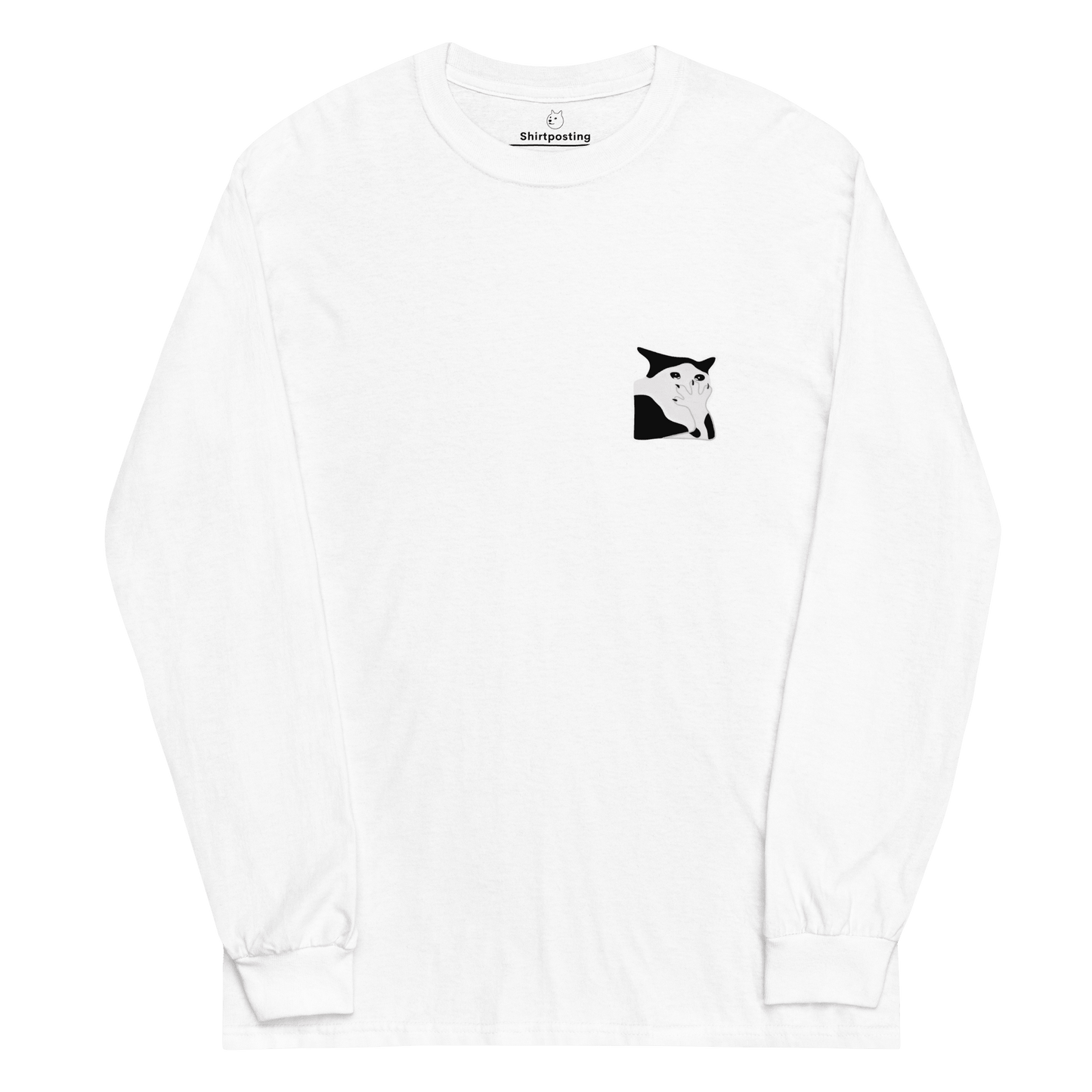 Cat Long Sleeve T-Shirt Meme - White | Shirtposting