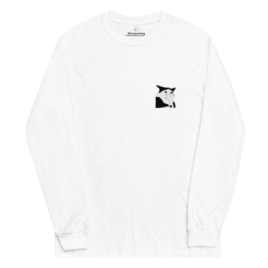 Cat Long Sleeve T-Shirt Meme - White | Shirtposting