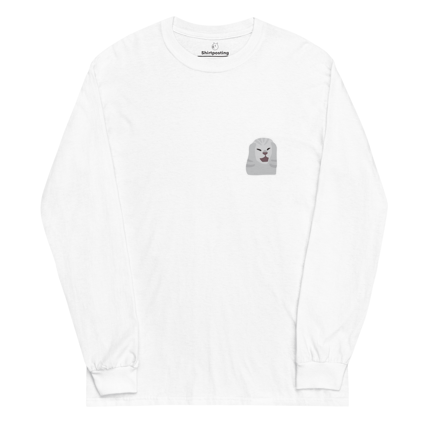 Cat Long Sleeve T-Shirt Meme - White | Shirtposting
