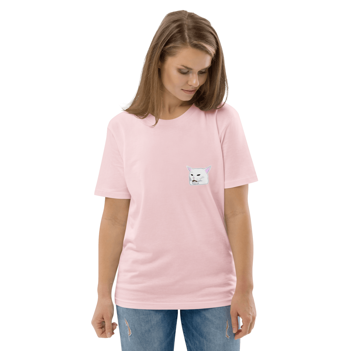 Cat Premium Organic T-Shirt Meme - Cotton Pink | Shirtposting