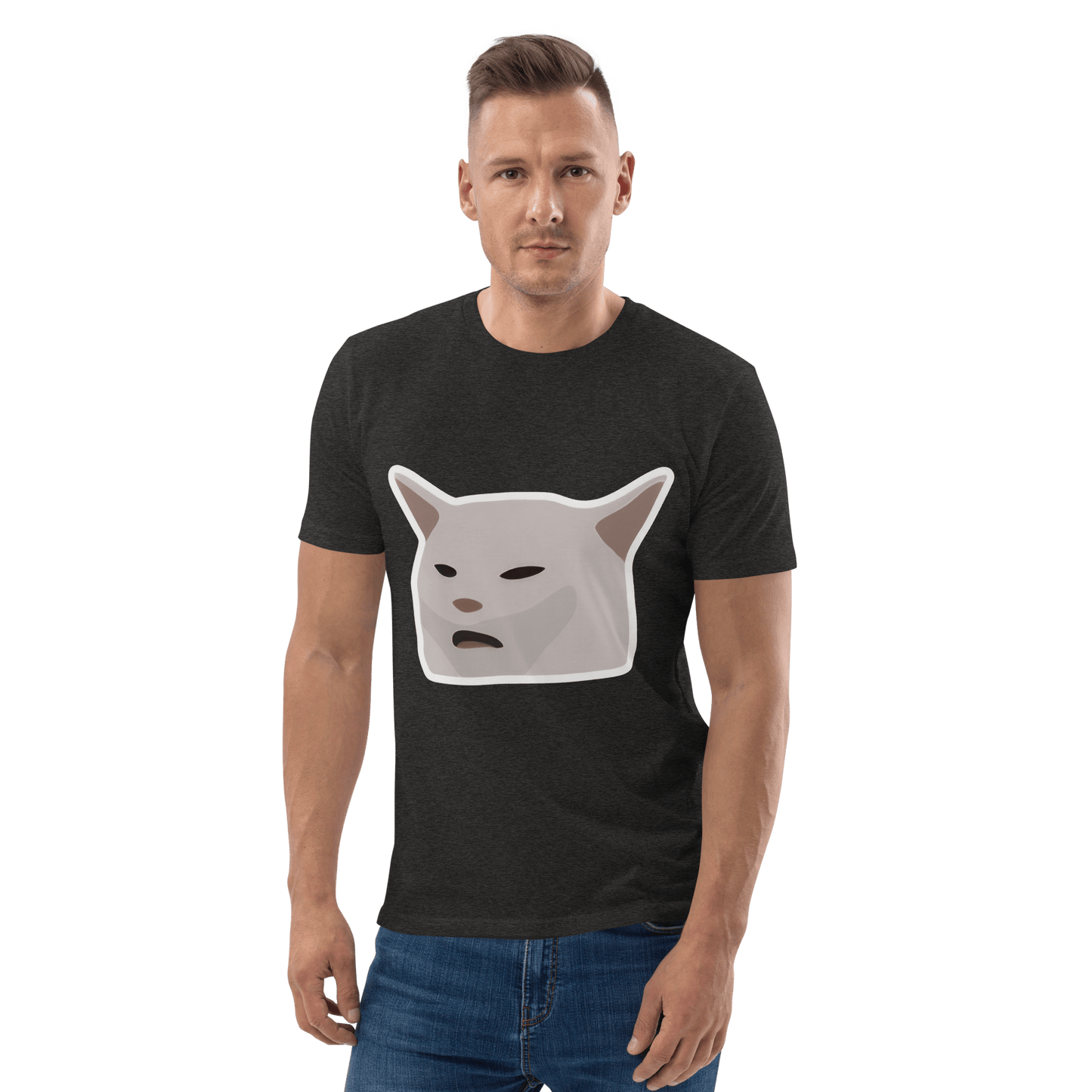 Cat Premium Organic T-Shirt Meme - Dark Heather Grey | Shirtposting