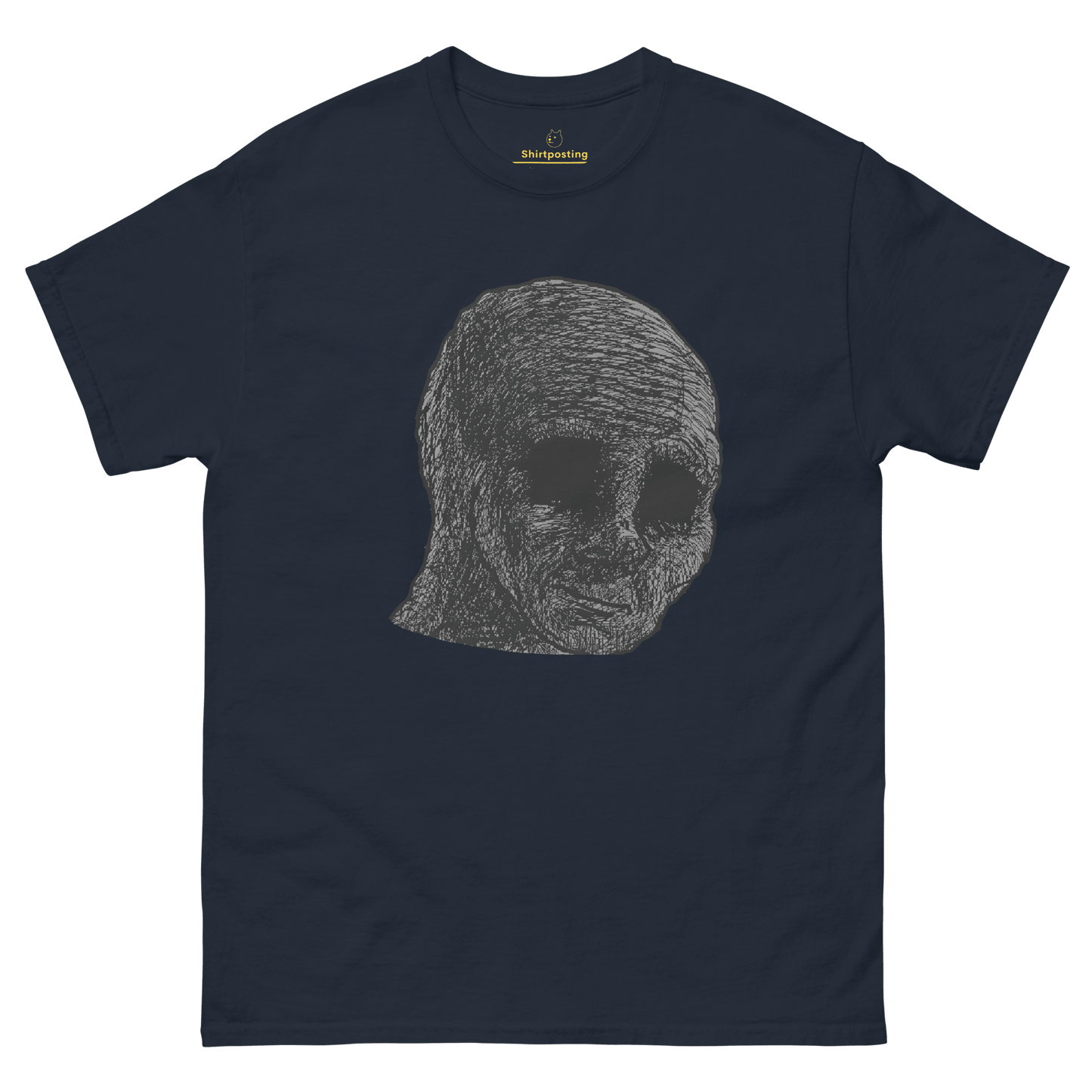 Cursed Wojak Classic T-Shirt Meme - Navy | Shirtposting