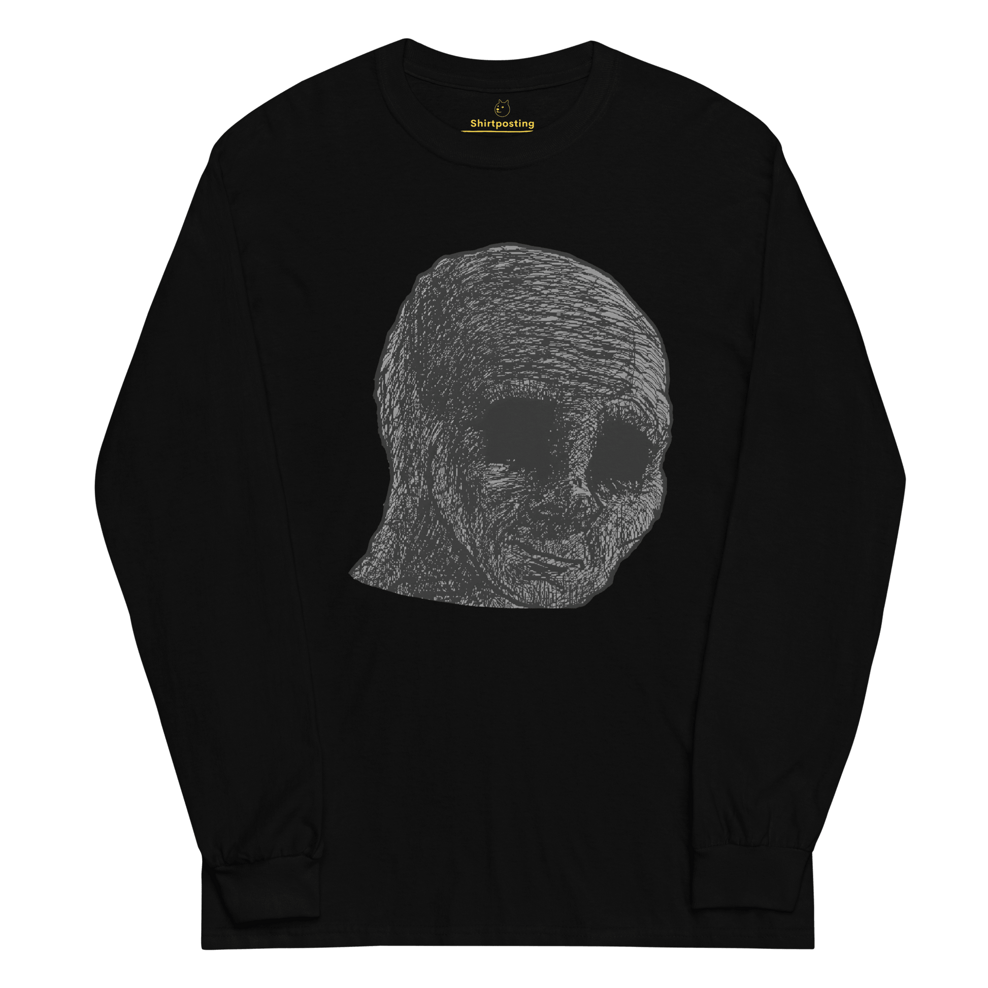 Cursed Wojak Long Sleeve T-Shirt Meme - Black | Shirtposting