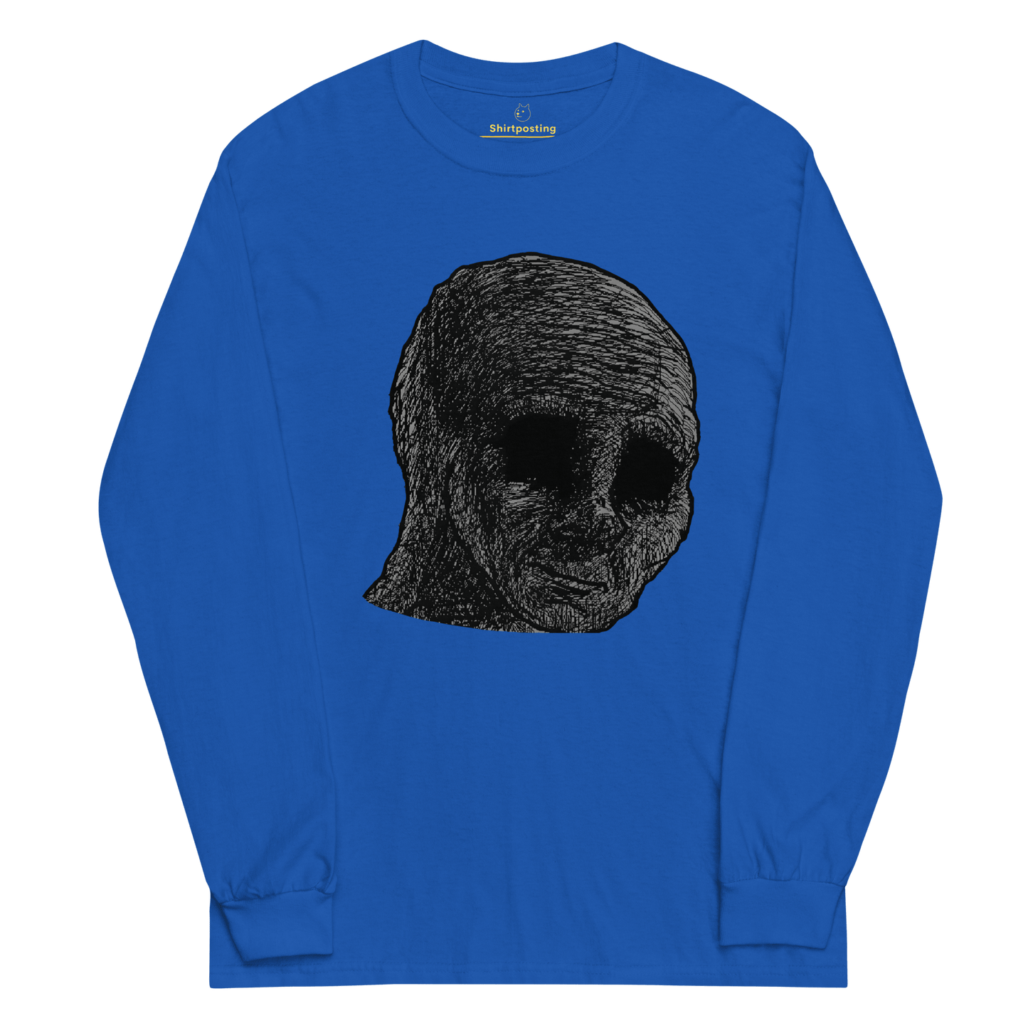 Cursed Wojak Long Sleeve T-Shirt Meme - Royal | Shirtposting