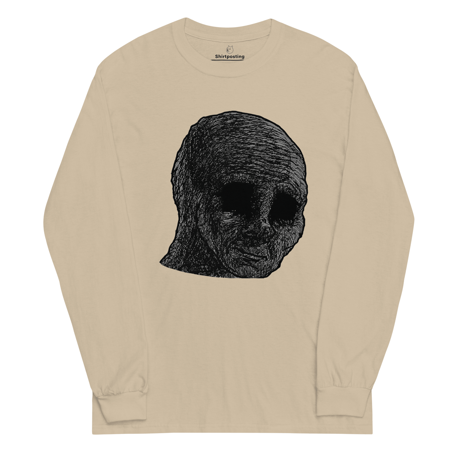 Cursed Wojak Long Sleeve T-Shirt Meme - Sand | Shirtposting