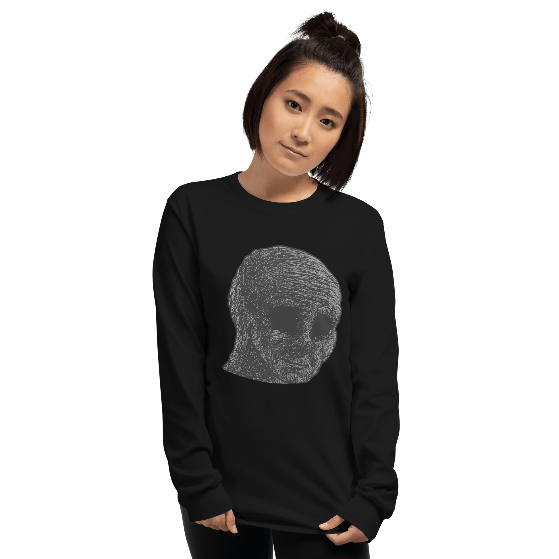 Cursed Wojak Long Sleeve T-Shirt Meme - Sport Grey | Shirtposting