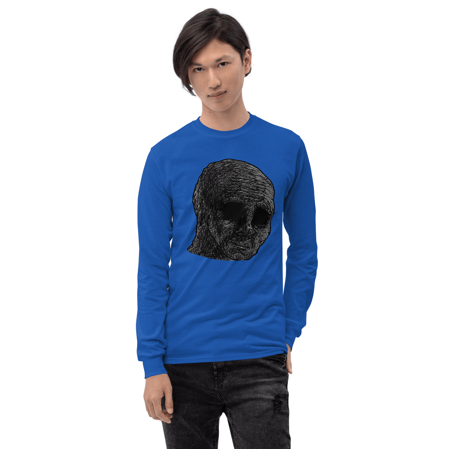 Cursed Wojak Long Sleeve T-Shirt Meme - Sport Grey | Shirtposting