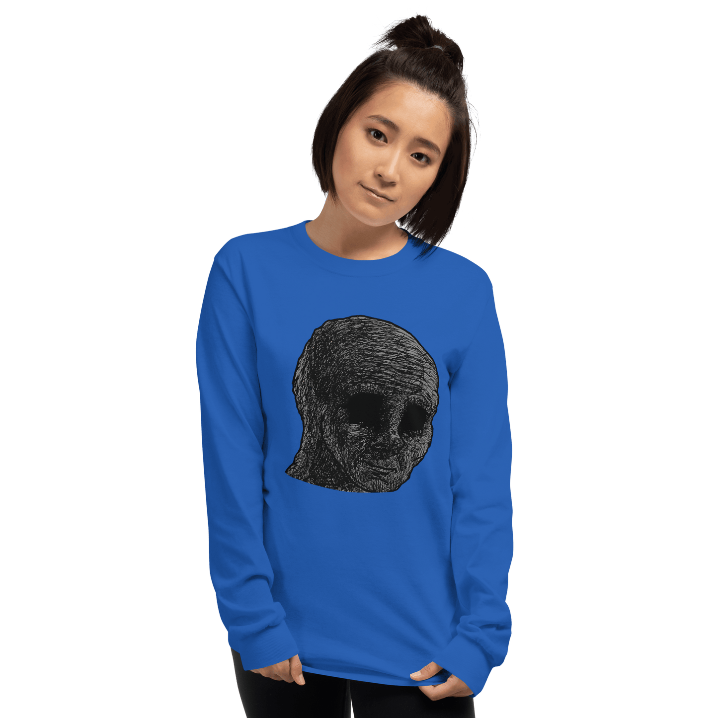 Cursed Wojak Long Sleeve T-Shirt Meme - Sport Grey | Shirtposting