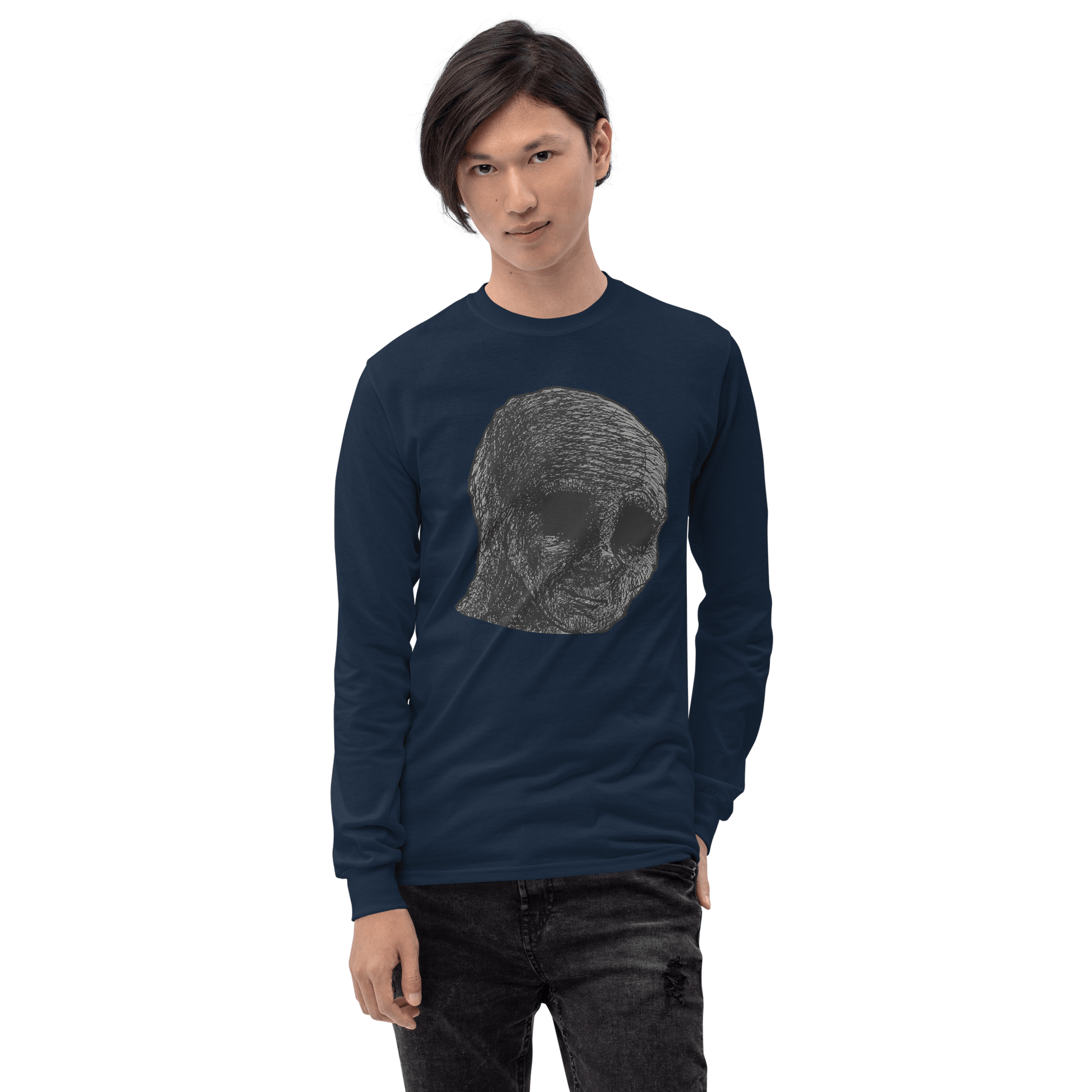 Cursed Wojak Long Sleeve T-Shirt Meme - Sport Grey | Shirtposting
