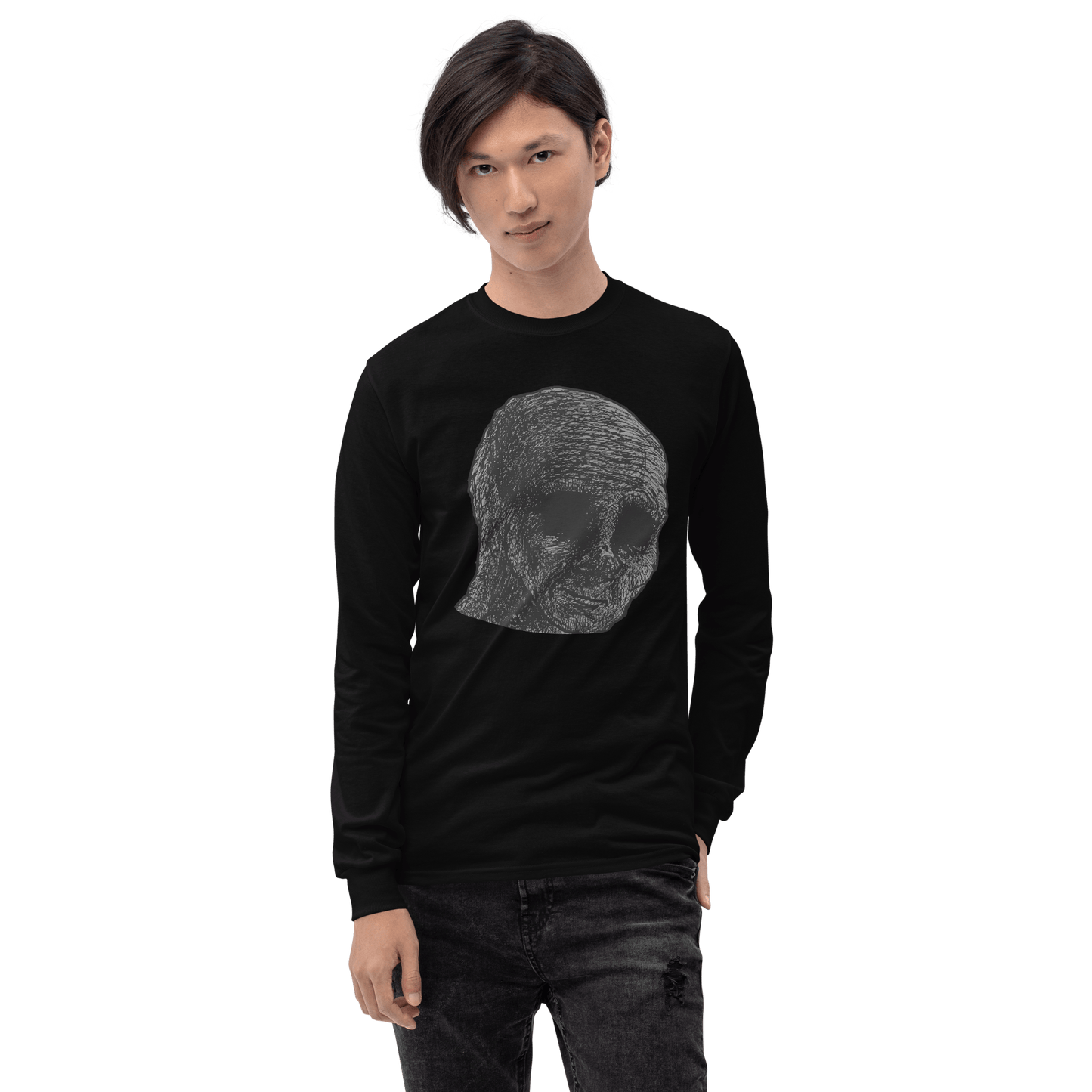 Cursed Wojak Long Sleeve T-Shirt Meme - Sport Grey | Shirtposting