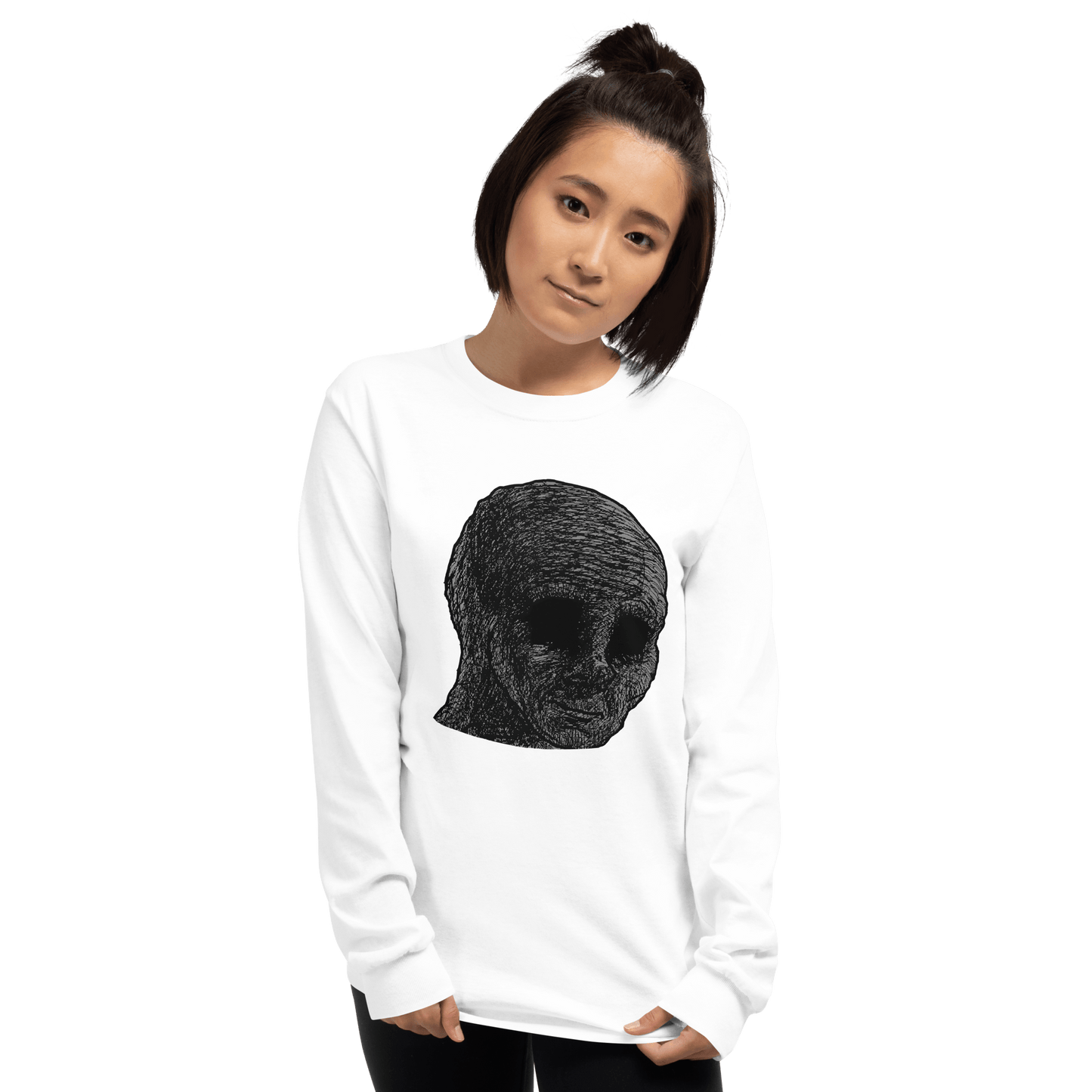 Cursed Wojak Long Sleeve T-Shirt Meme - Sport Grey | Shirtposting