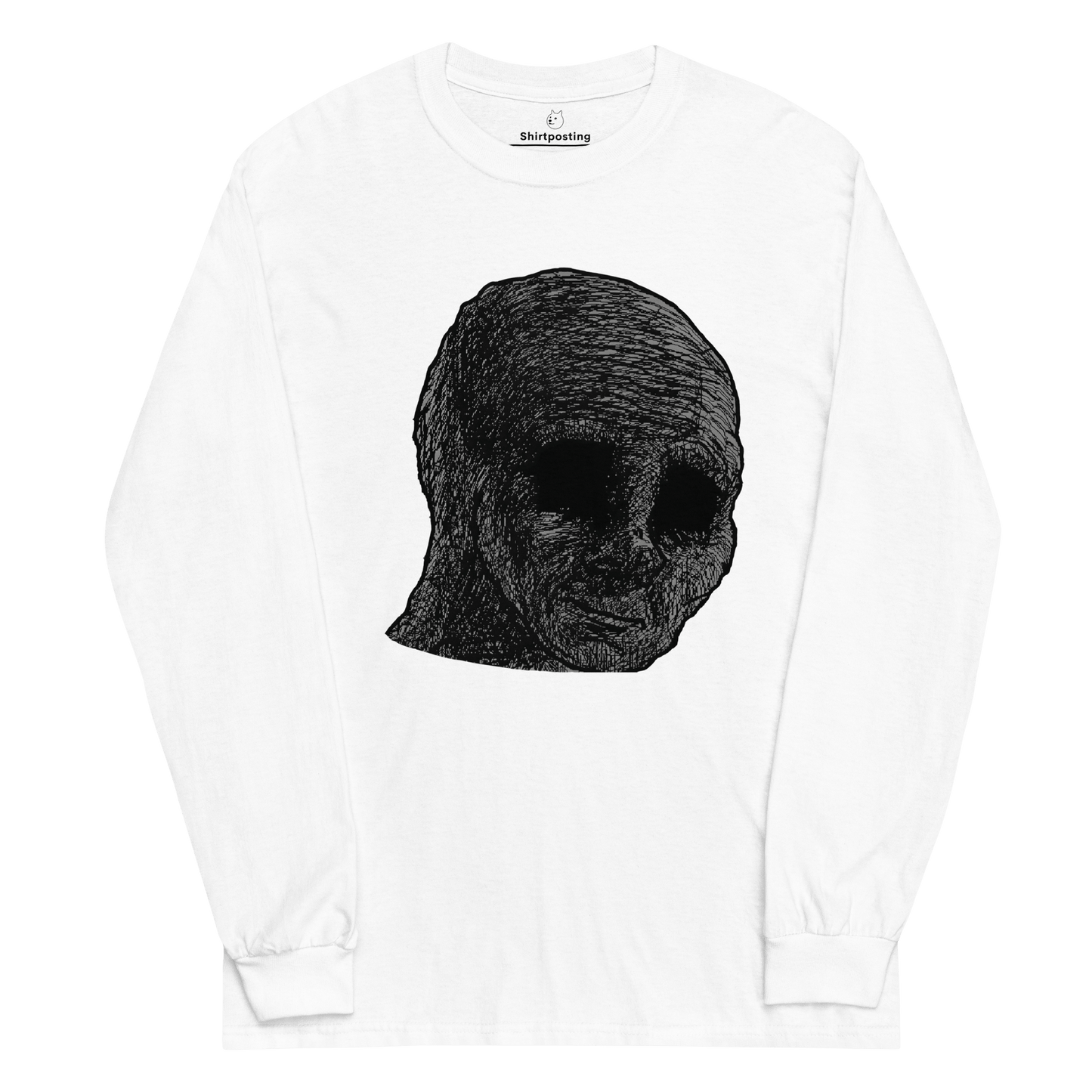 Cursed Wojak Long Sleeve T-Shirt Meme - White | Shirtposting