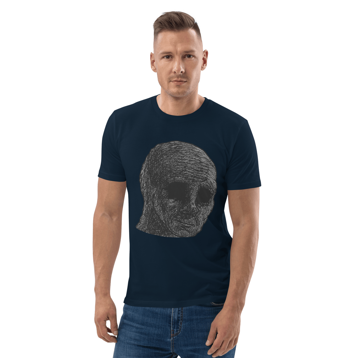Cursed Wojak Premium Organic T-Shirt Meme - Dark Heather Grey | Shirtposting