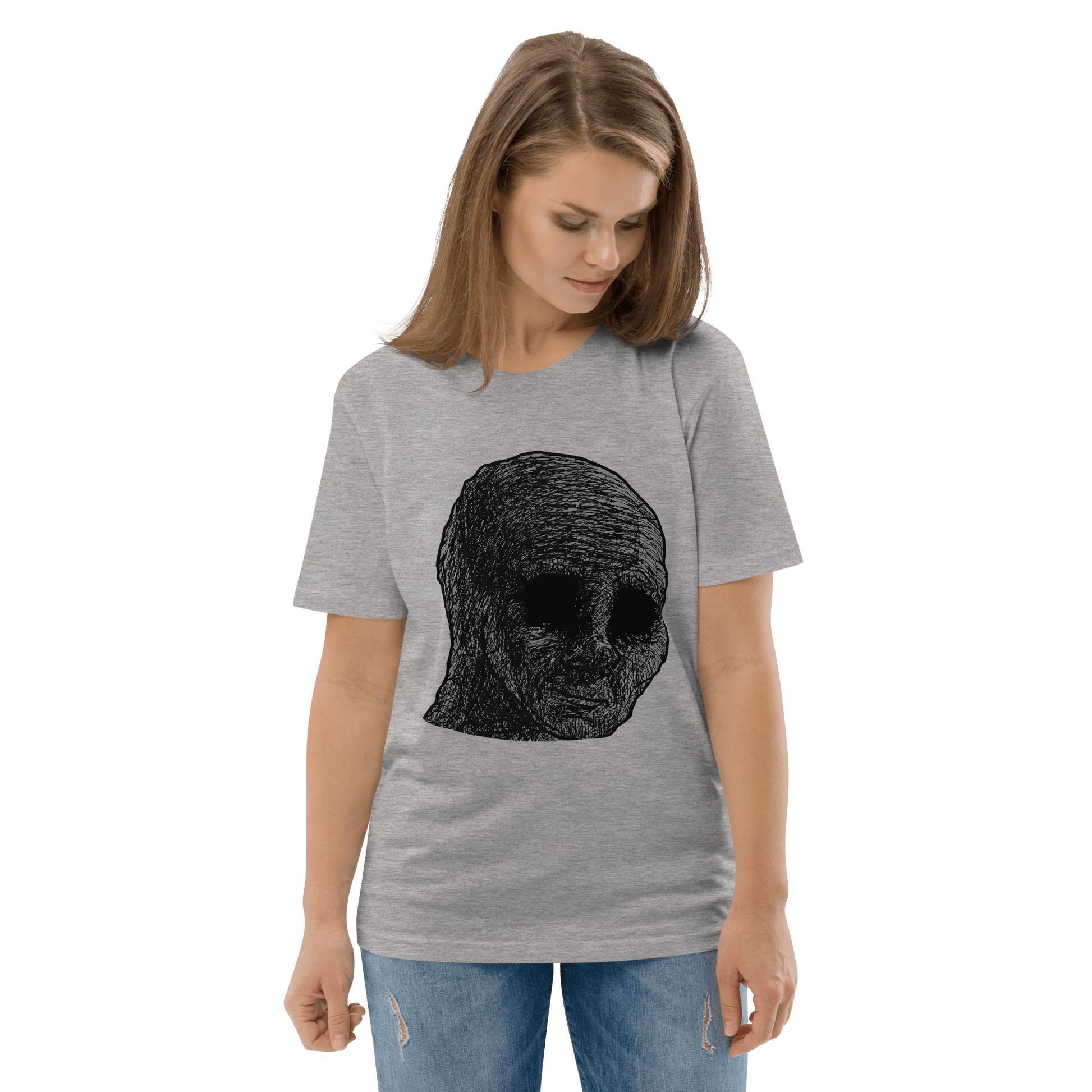 Cursed Wojak Premium Organic T-Shirt Meme - Dark Heather Grey | Shirtposting