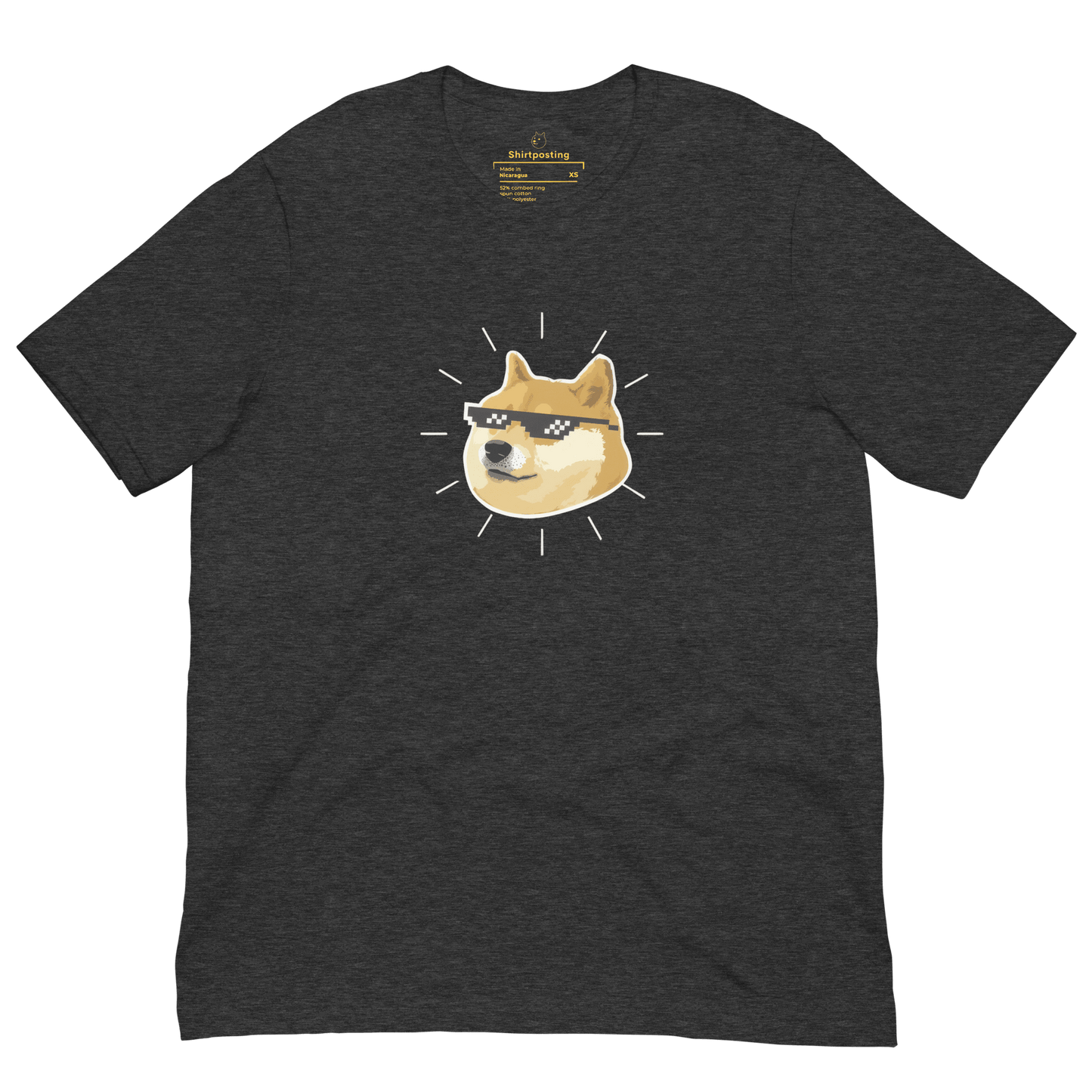 Doge Classic T-Shirt Meme - Dark Grey Heather | Shirtposting