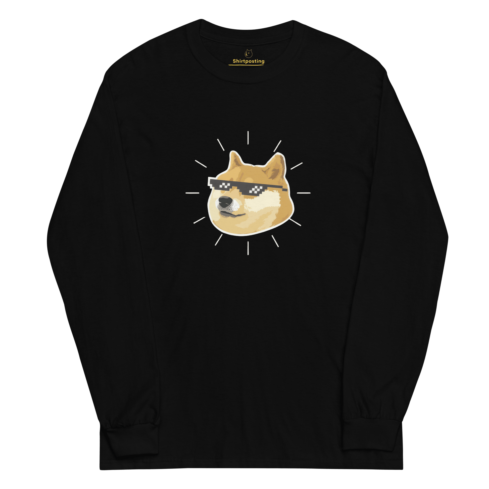 Doge Long Sleeve T-Shirt Meme - Black | Shirtposting