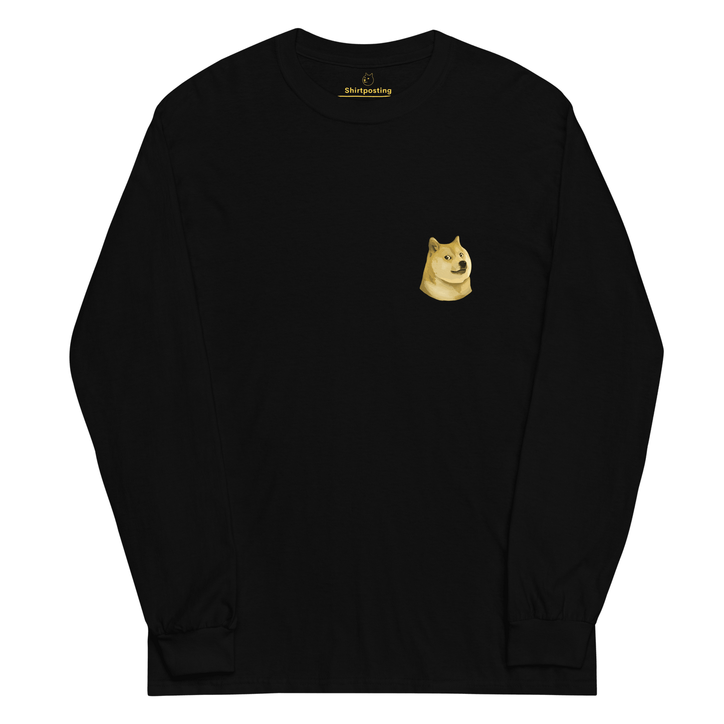 Doge Long Sleeve T-Shirt Meme - Black | Shirtposting