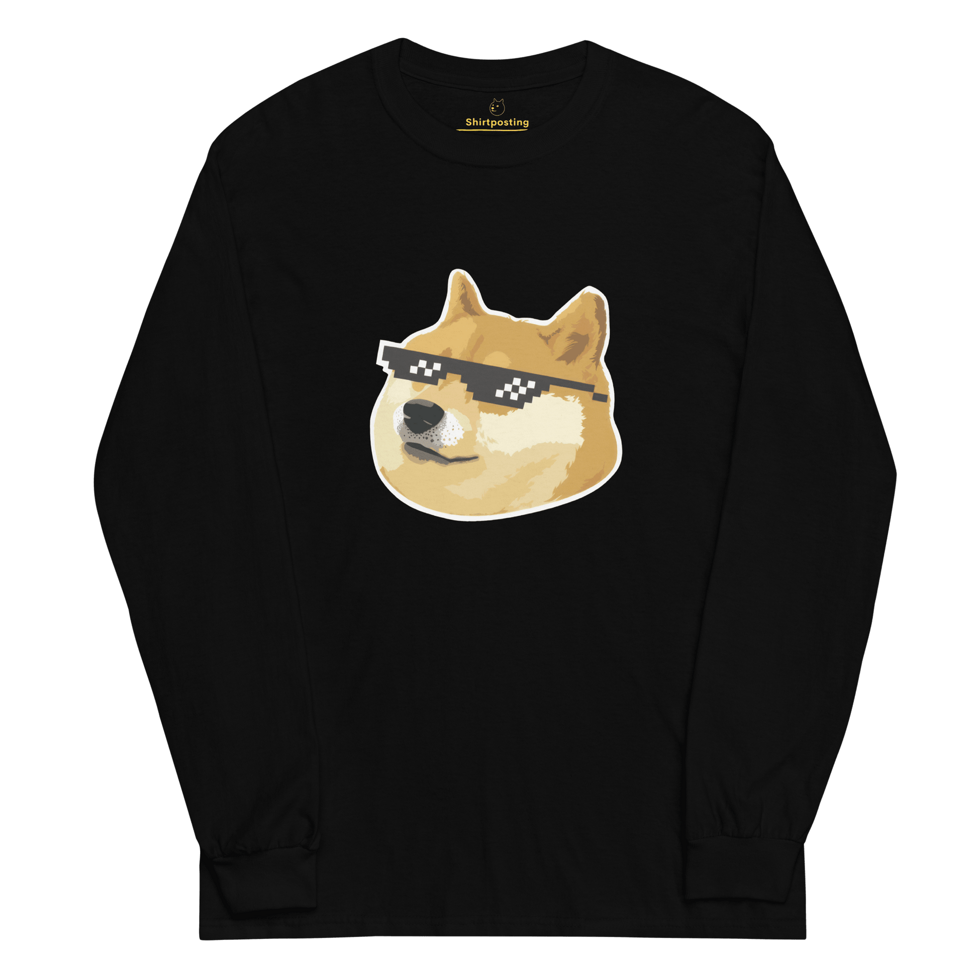 Doge Long Sleeve T-Shirt Meme - Black | Shirtposting
