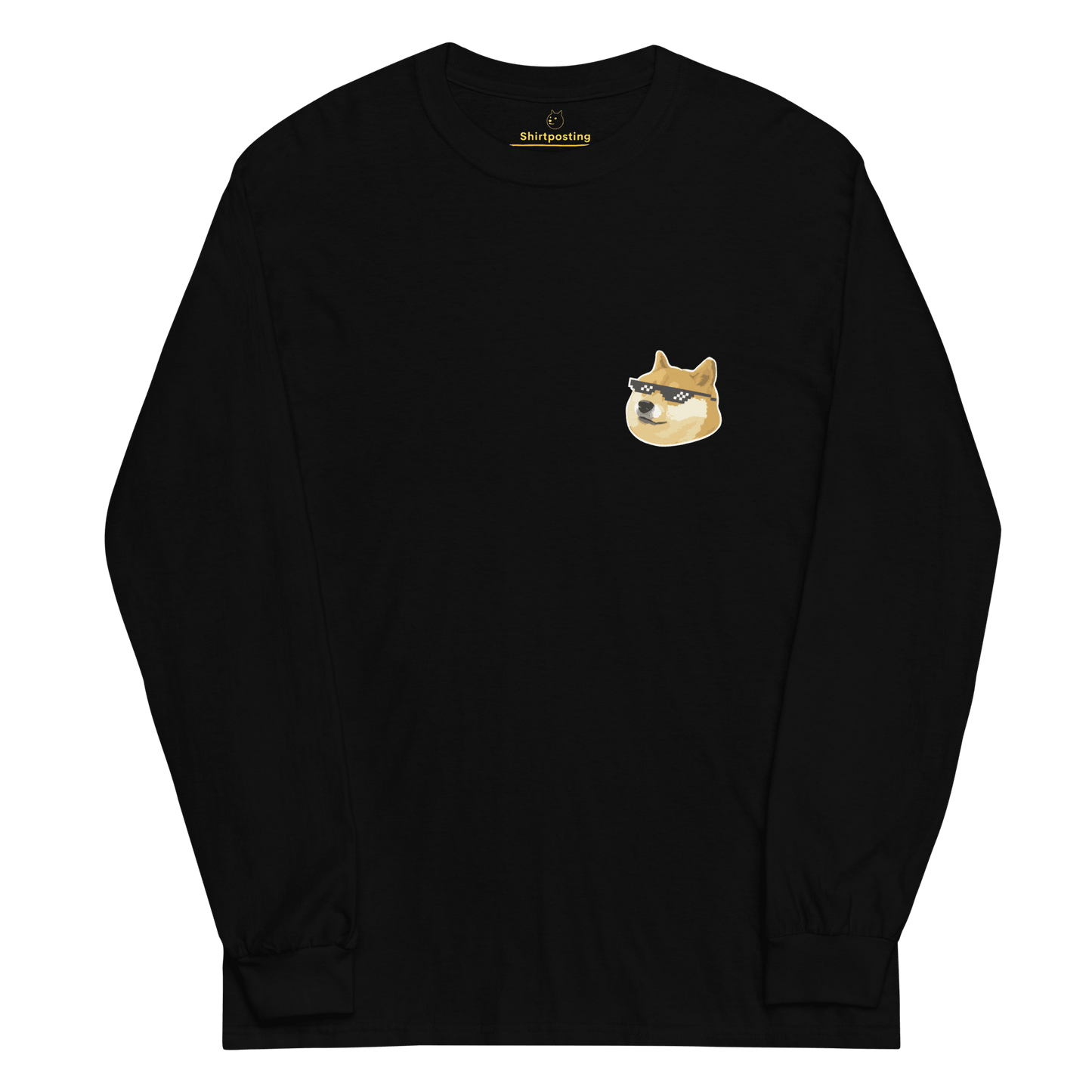 Doge Long Sleeve T-Shirt Meme - Black | Shirtposting