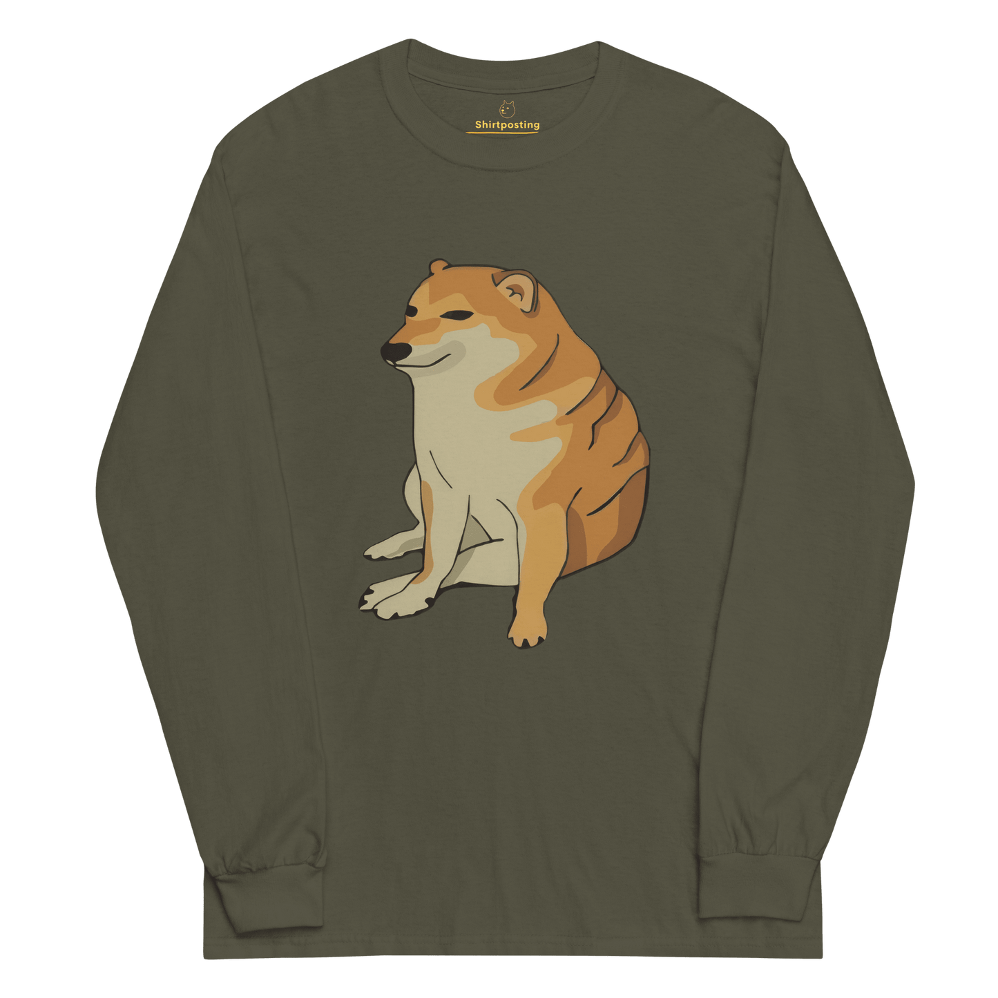 Doge Long Sleeve T-Shirt Meme - Military Green | Shirtposting