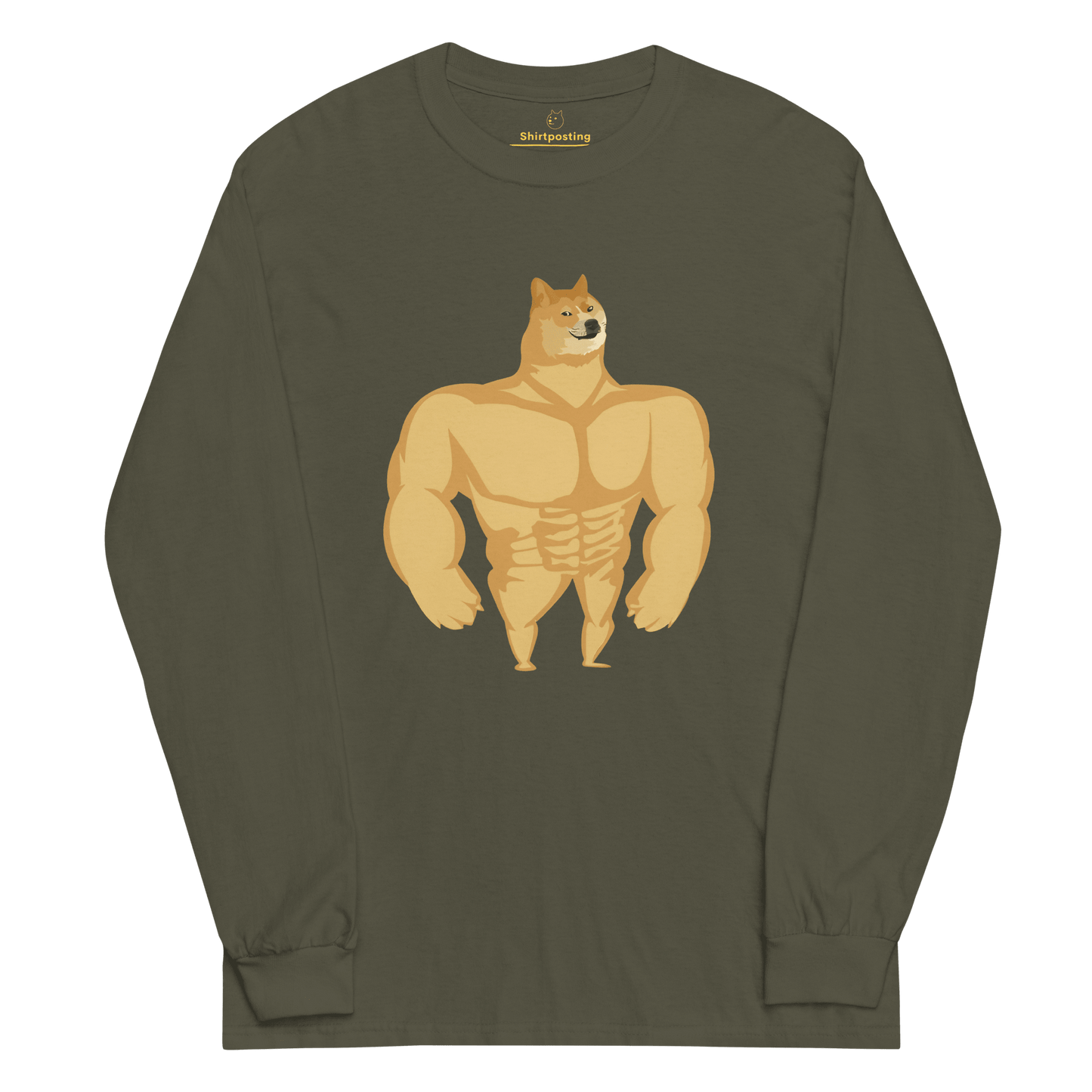 Doge Long Sleeve T-Shirt Meme - Military Green | Shirtposting