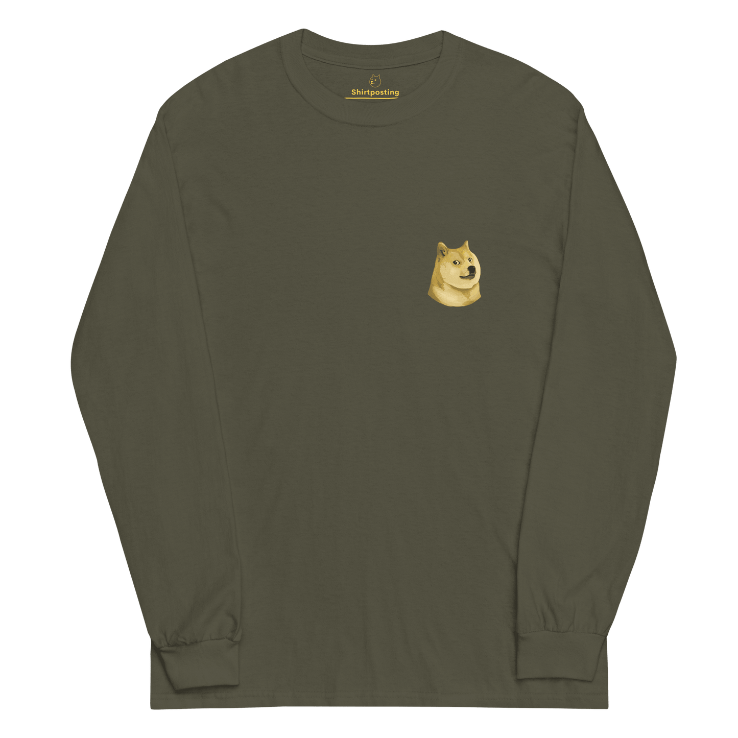 Doge Long Sleeve T-Shirt Meme - Military Green | Shirtposting