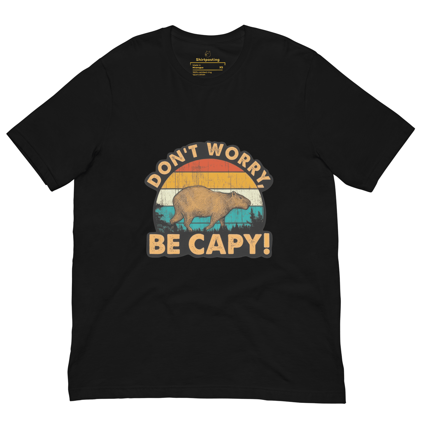 Don't Worry Be Capy Classic T-Shirt Meme - Black | Shirtposting