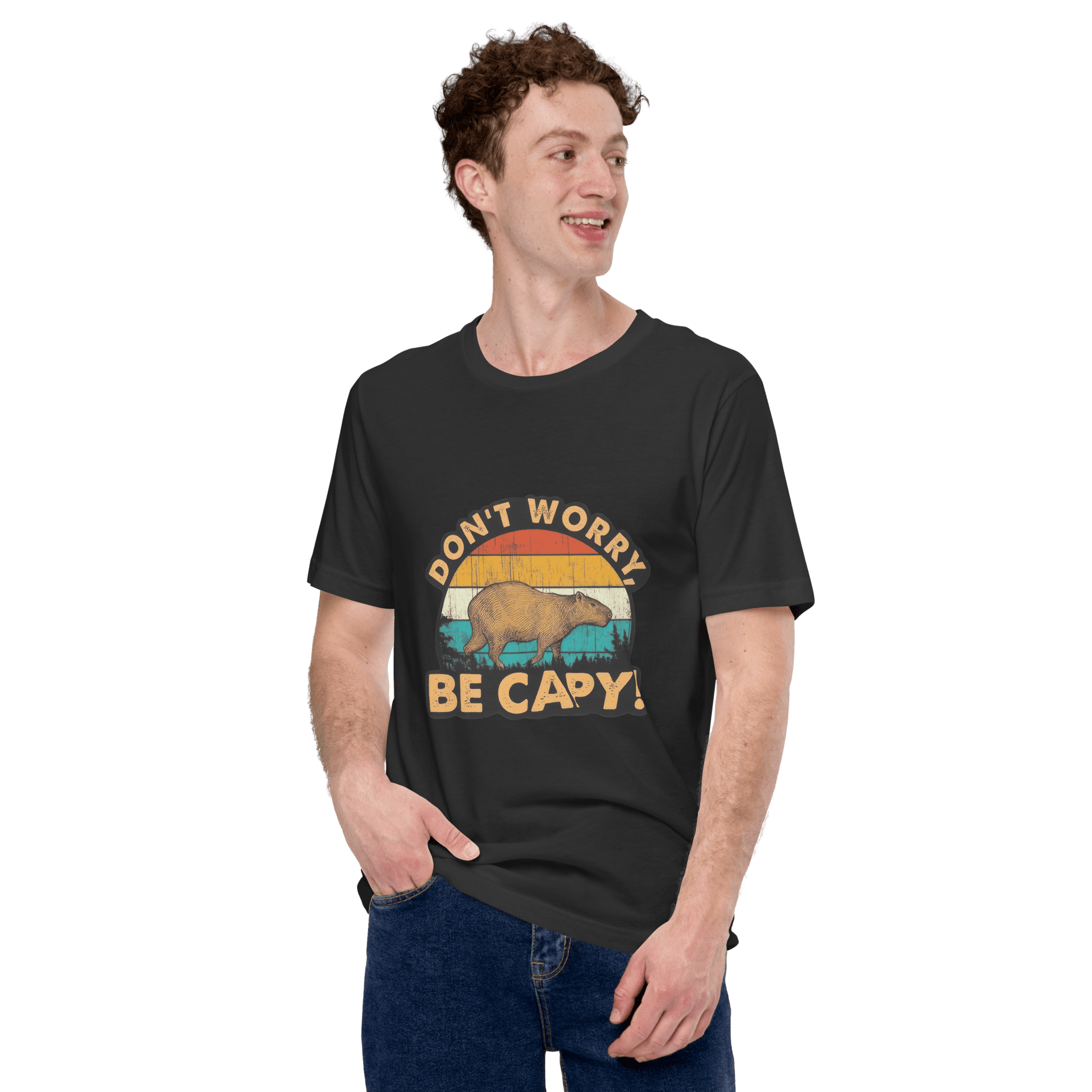 Don't Worry Be Capy Classic T-Shirt Meme - Military Green | Shirtposting