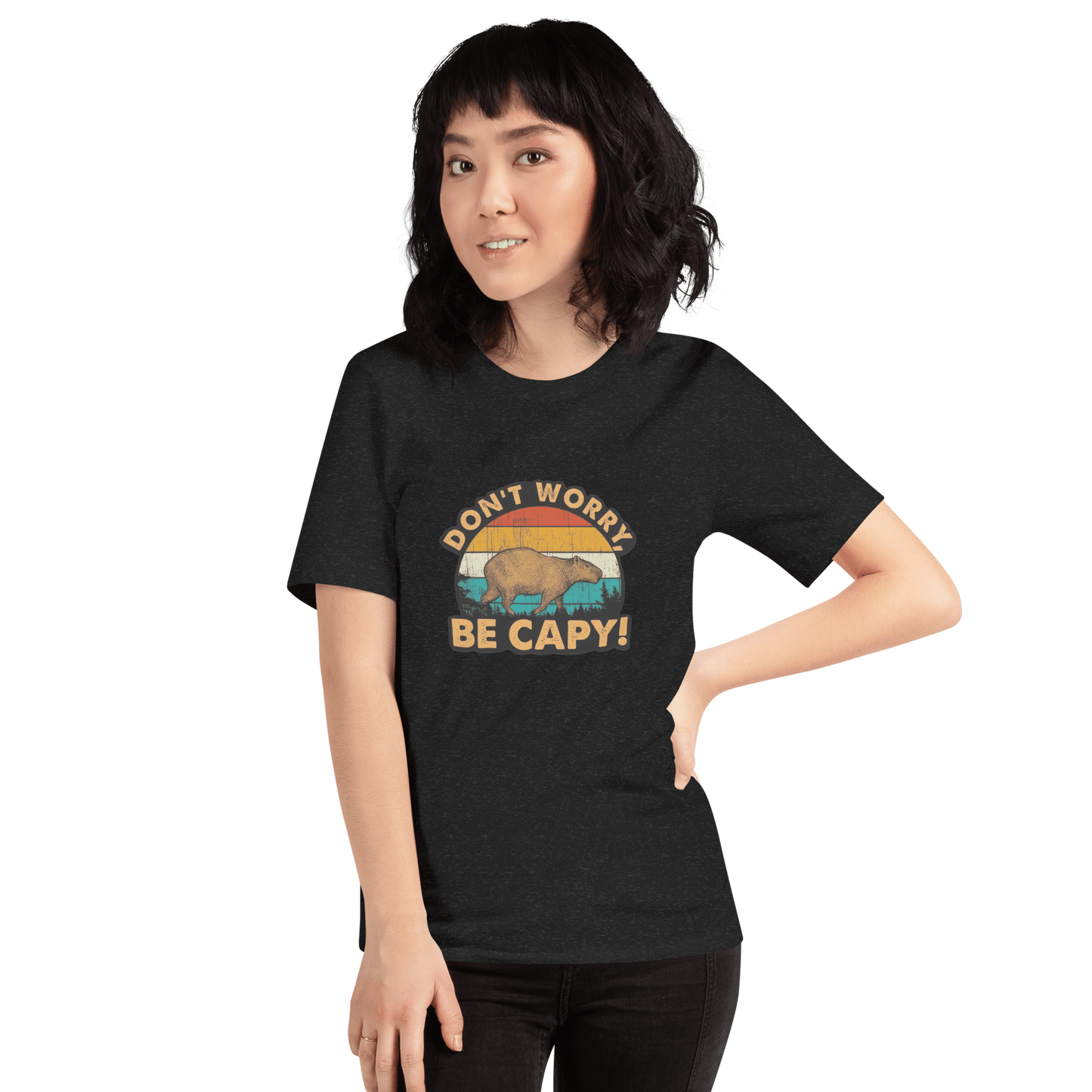 Don't Worry Be Capy Classic T-Shirt Meme - Military Green | Shirtposting