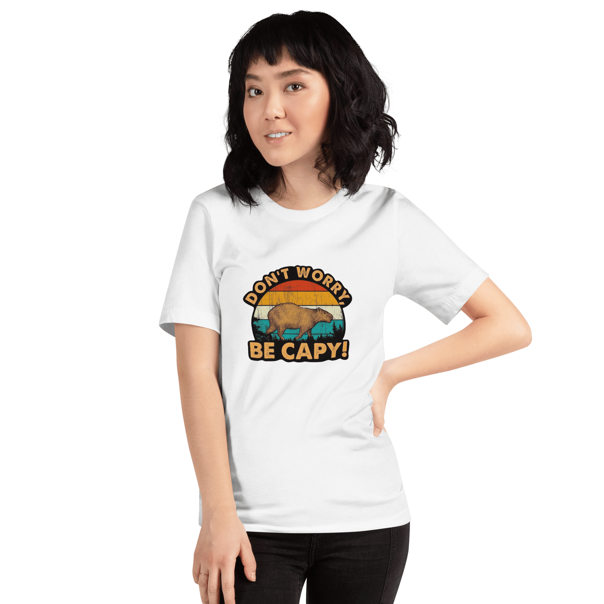 Don't Worry Be Capy Classic T-Shirt Meme - Pink | Shirtposting