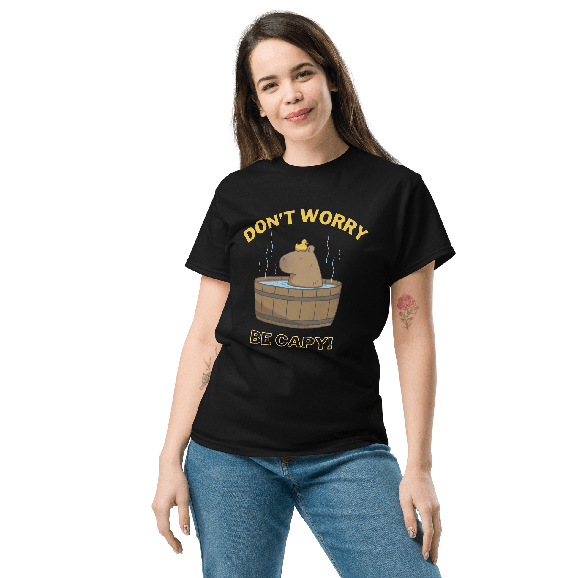 Don't Worry Be Capy Classic T-Shirt Meme - Royal | Shirtposting