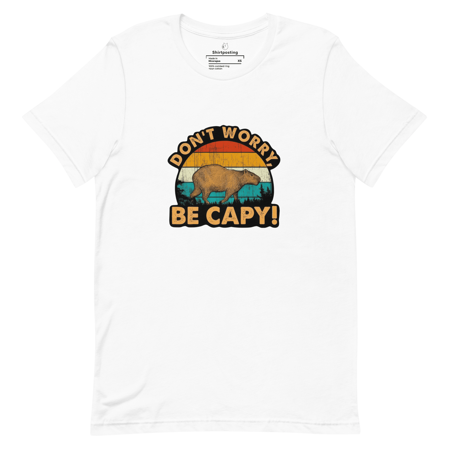 Don't Worry Be Capy Classic T-Shirt Meme - White | Shirtposting