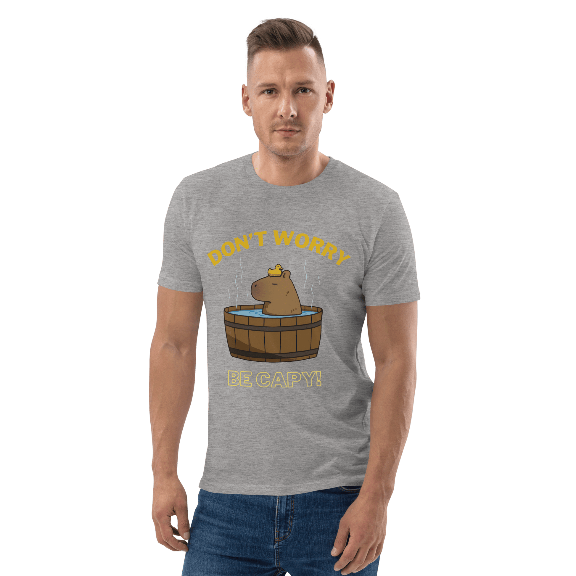 Don't Worry Be Capy Premium Organic T-Shirt Meme - Cotton Pink | Shirtposting