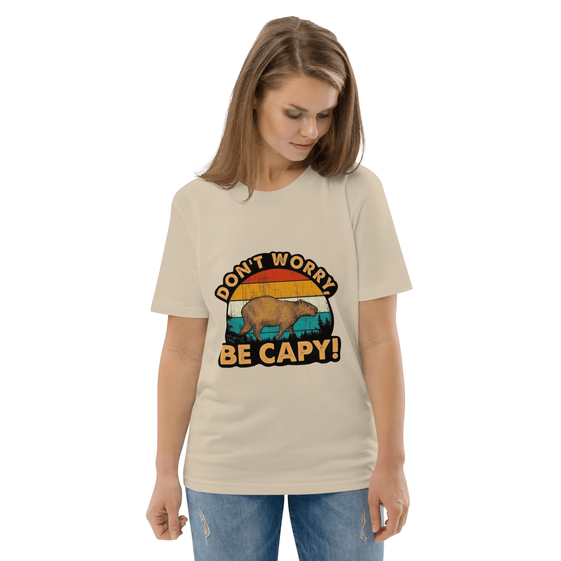 Don't Worry Be Capy Premium Organic T-Shirt Meme - Dark Heather Grey | Shirtposting
