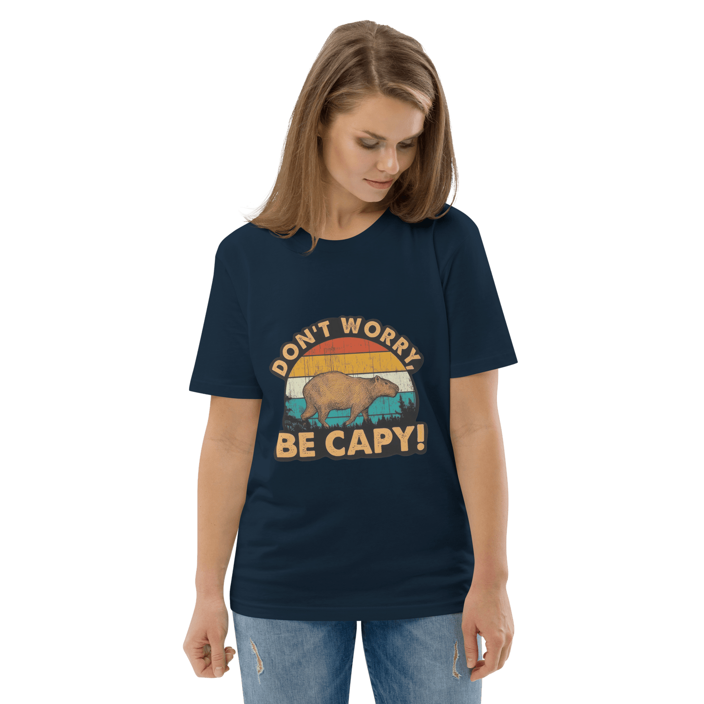Don't Worry Be Capy Premium Organic T-Shirt Meme - Dark Heather Grey | Shirtposting