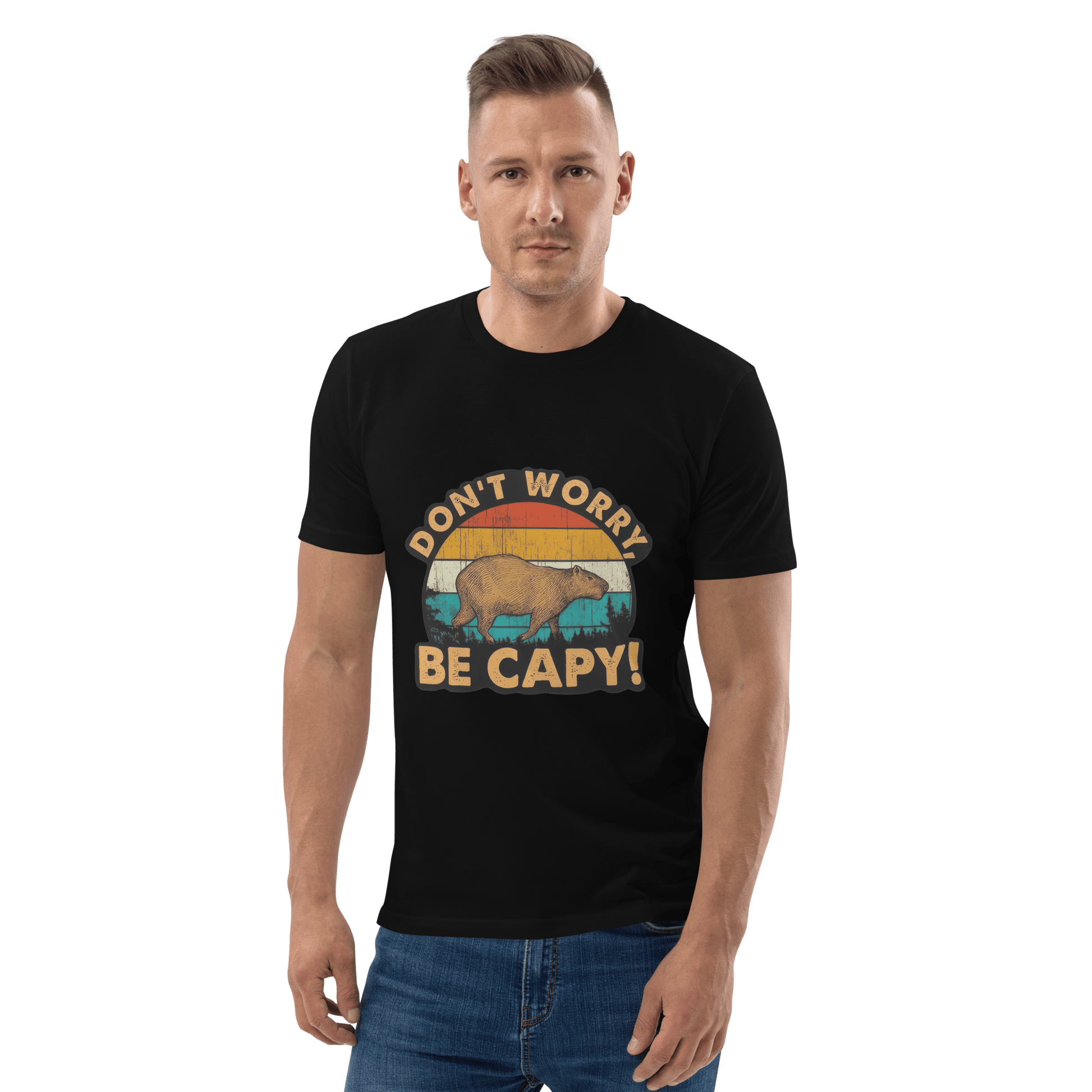 Don't Worry Be Capy Premium Organic T-Shirt Meme - Dark Heather Grey | Shirtposting