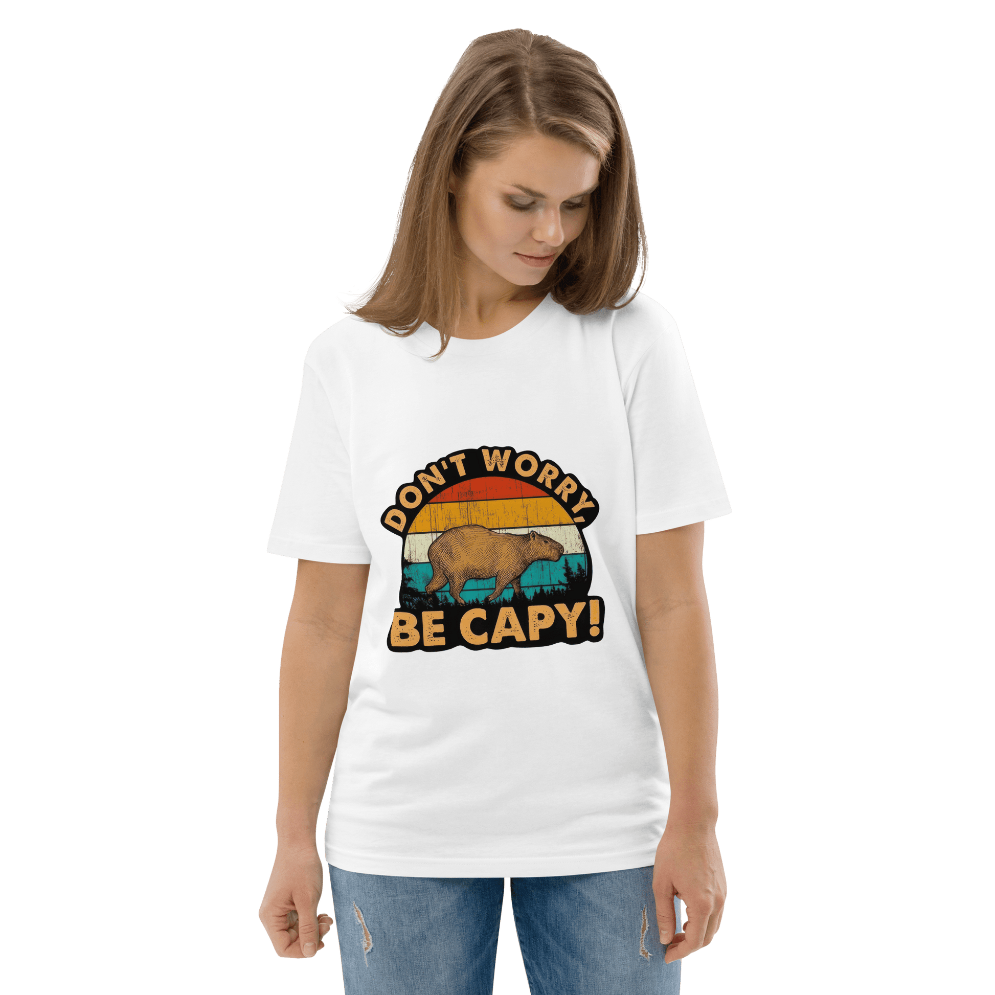 Don't Worry Be Capy Premium Organic T-Shirt Meme - Dark Heather Grey | Shirtposting