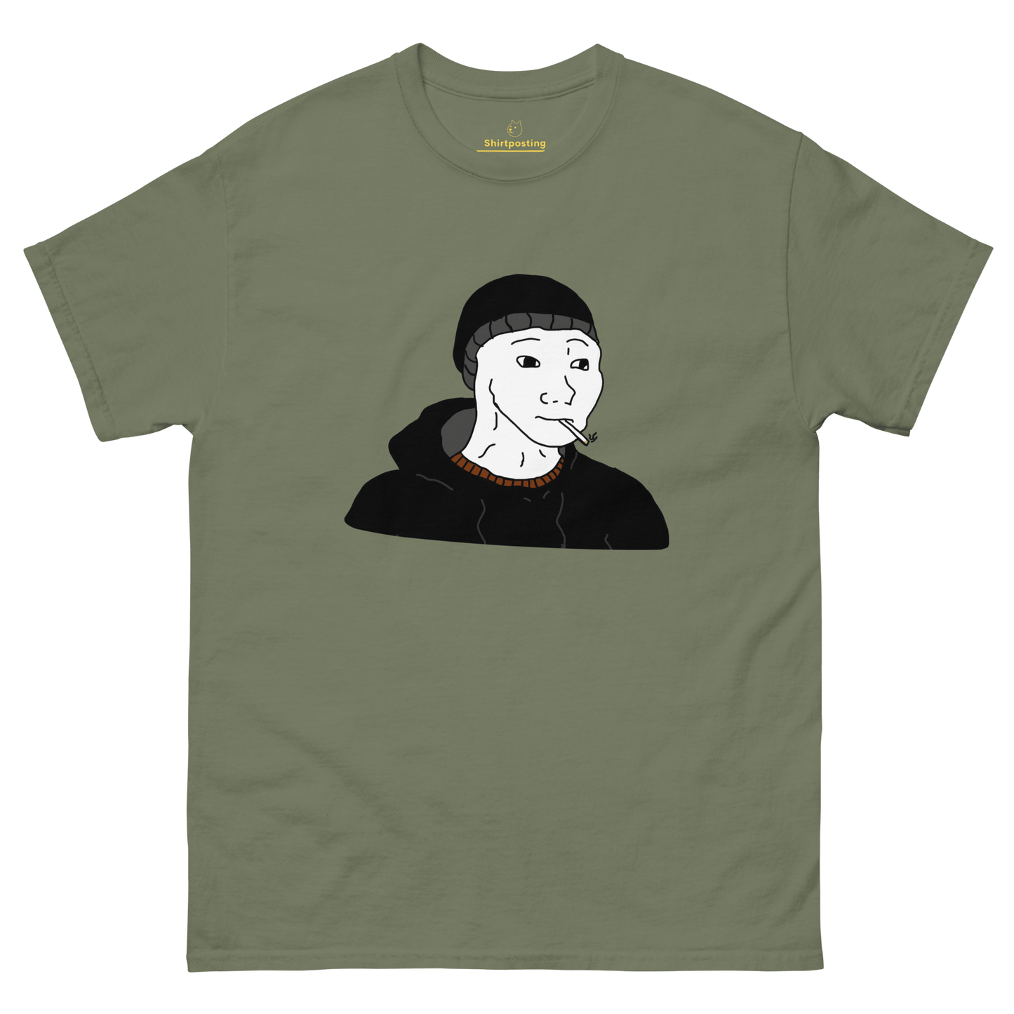 Doomer Wojak Classic T-Shirt Meme - Military Green | Shirtposting