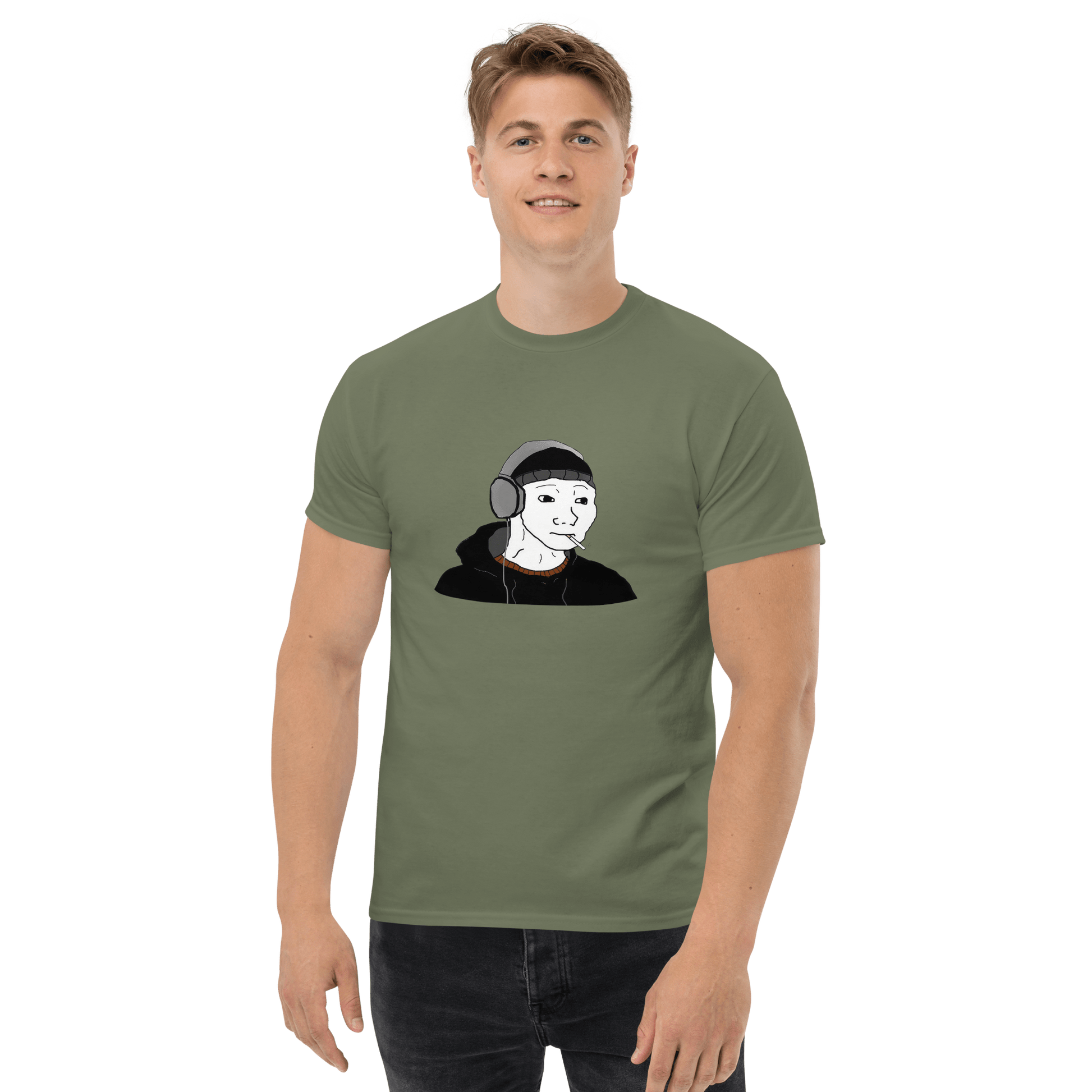 Doomer Wojak Classic T-Shirt Meme - Military Green | Shirtposting