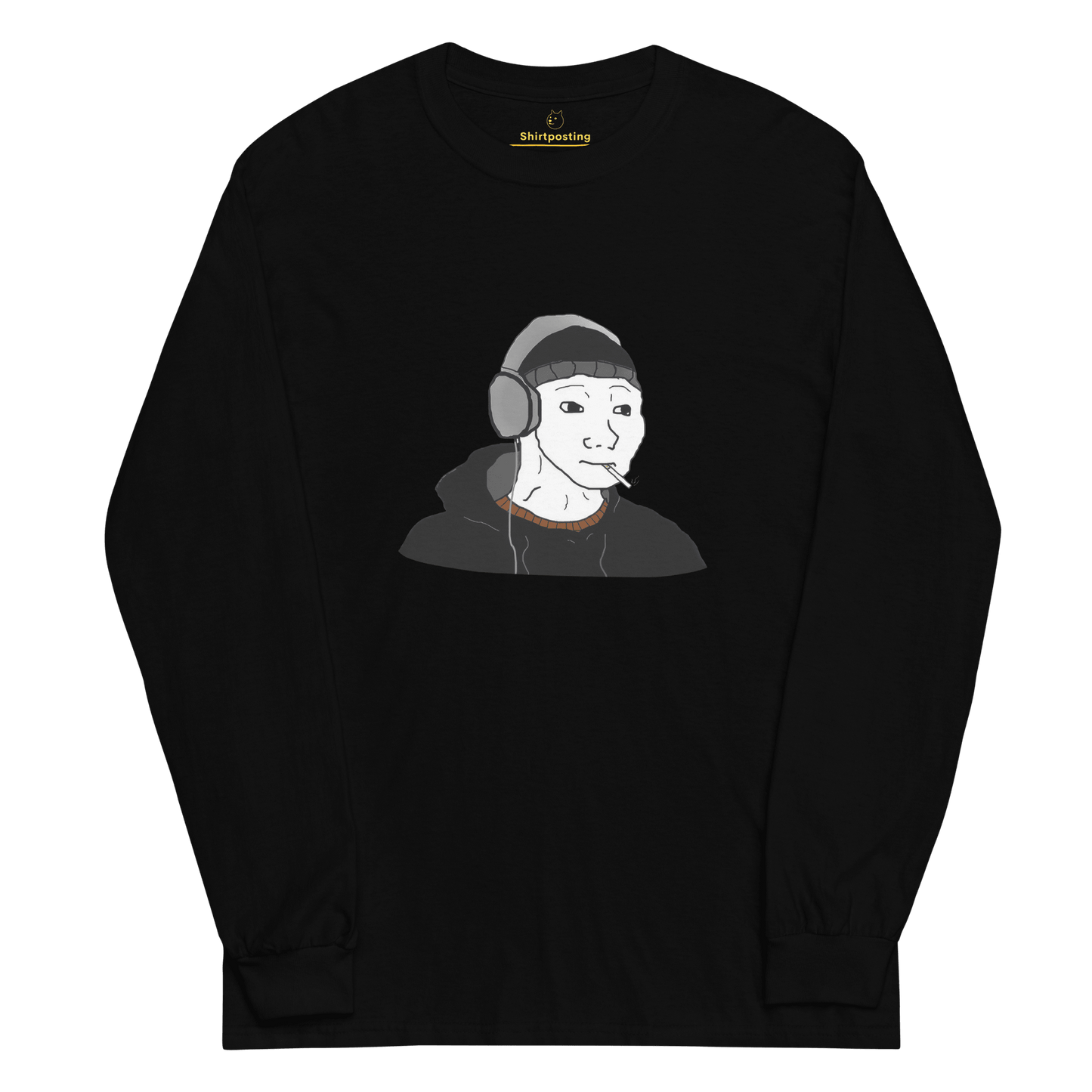 Doomer Wojak Long Sleeve T-Shirt Meme - Black | Shirtposting