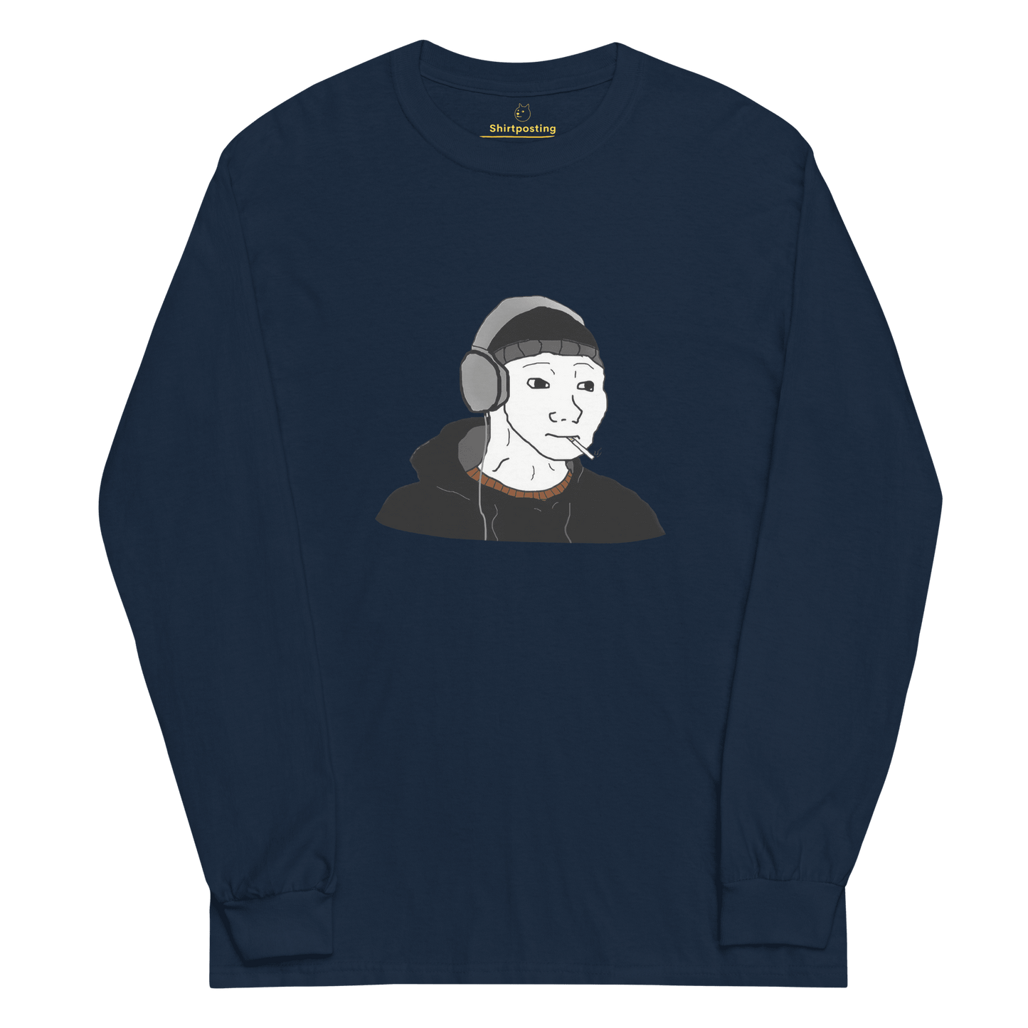 Doomer Wojak Long Sleeve T-Shirt Meme - Navy | Shirtposting
