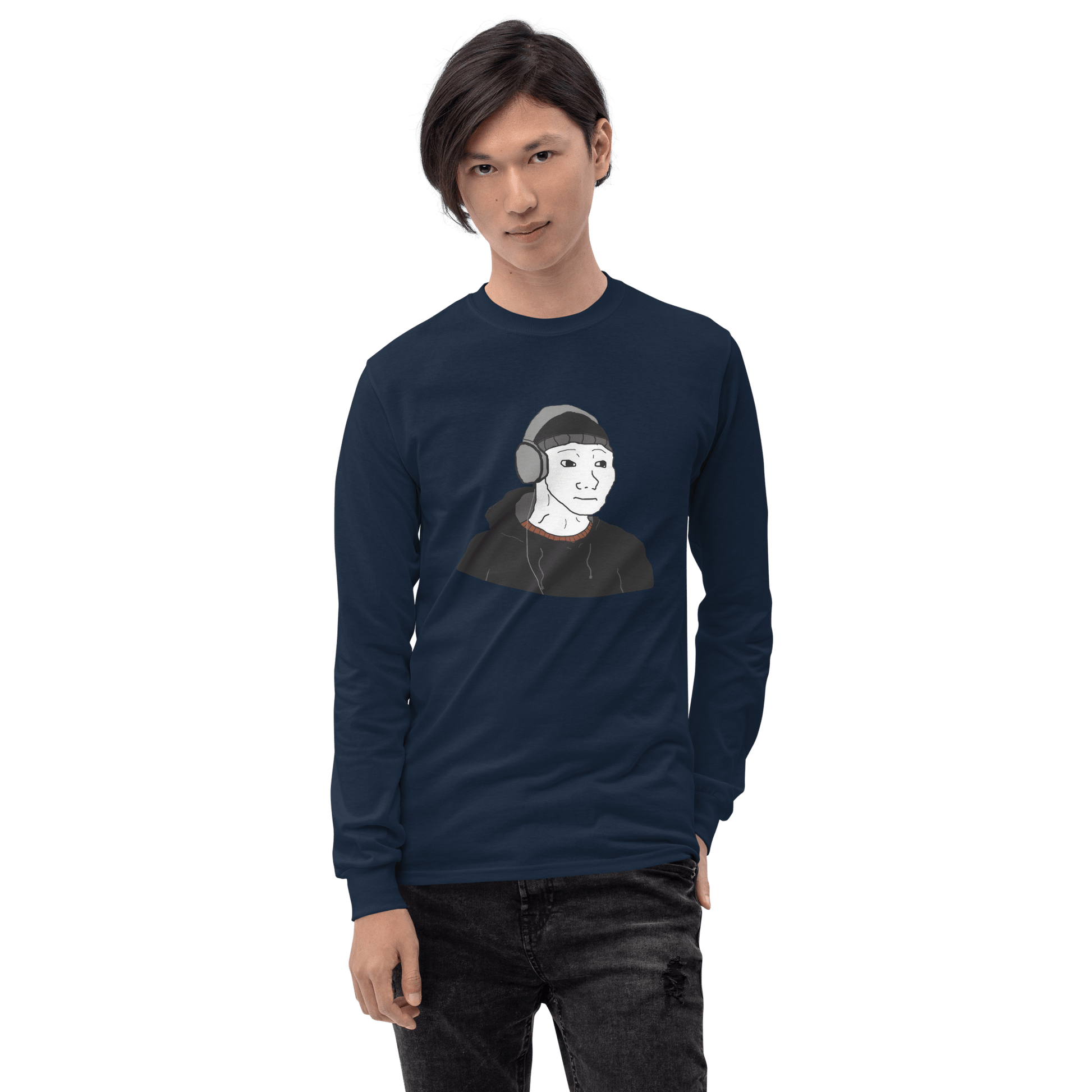 Doomer Wojak Long Sleeve T-Shirt Meme - Sport Grey | Shirtposting