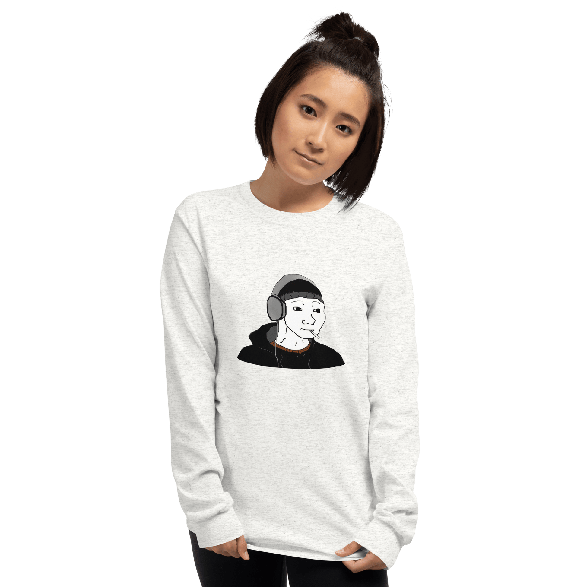 Doomer Wojak Long Sleeve T-Shirt Meme - Sport Grey | Shirtposting