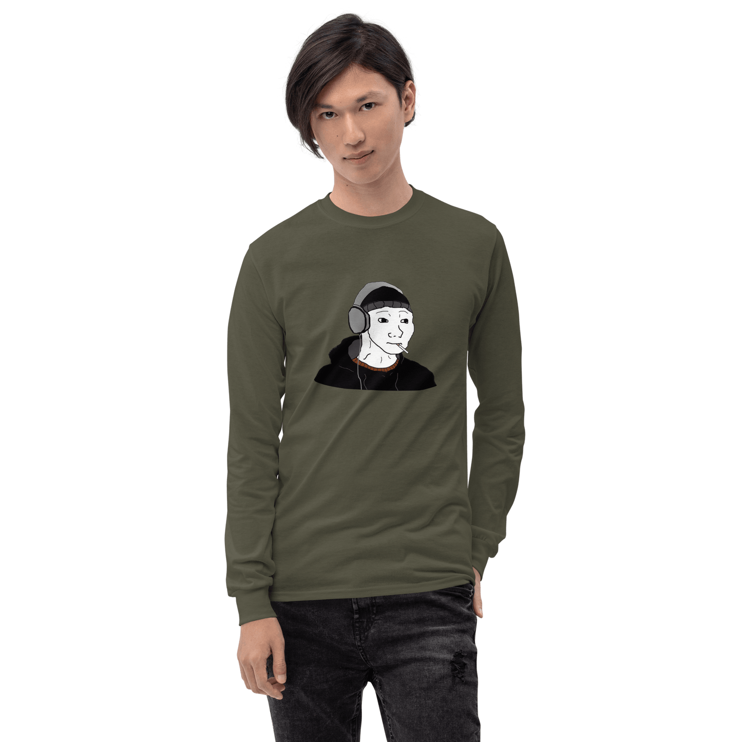 Doomer Wojak Long Sleeve T-Shirt Meme - Sport Grey | Shirtposting