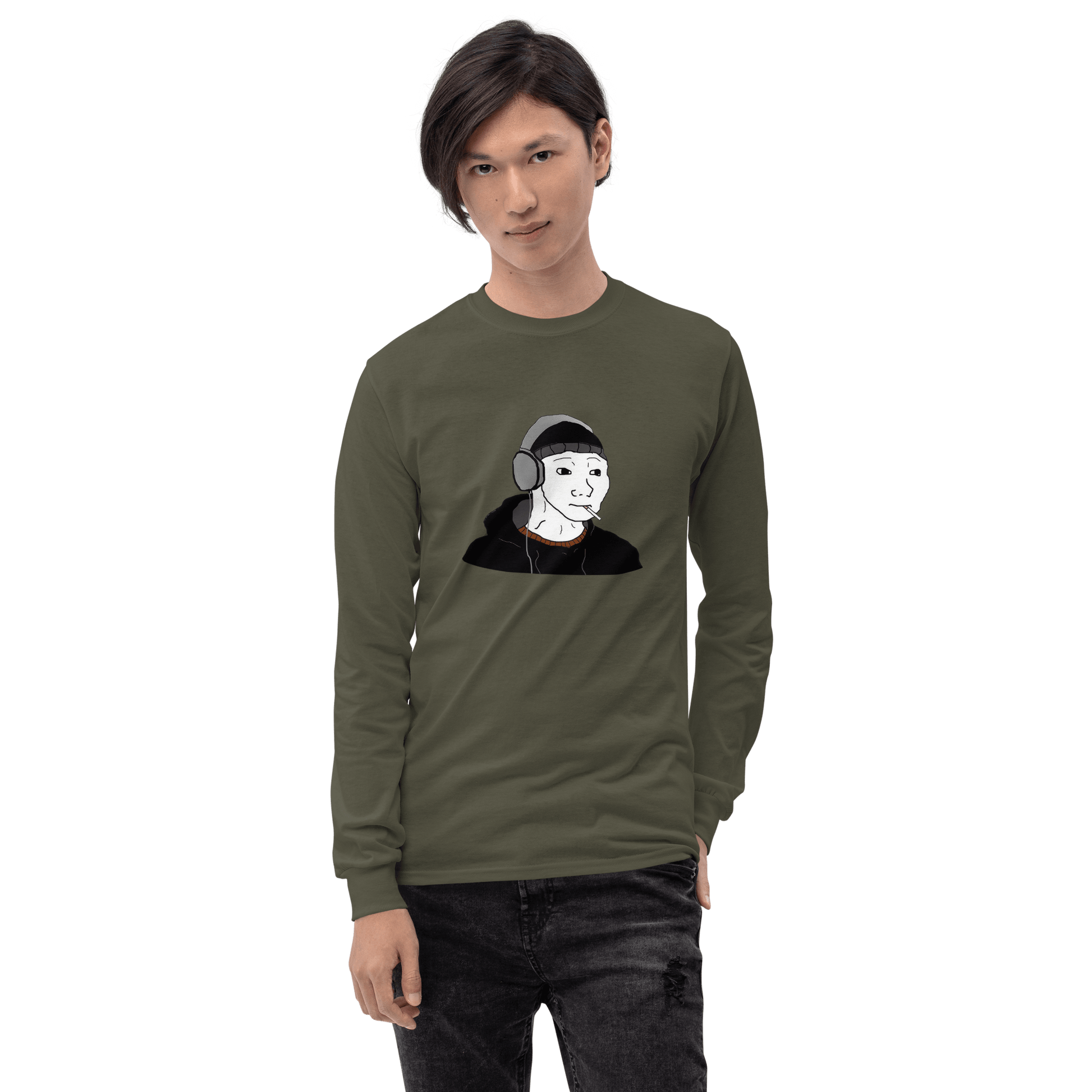 Doomer Wojak Long Sleeve T-Shirt Meme - Sport Grey | Shirtposting