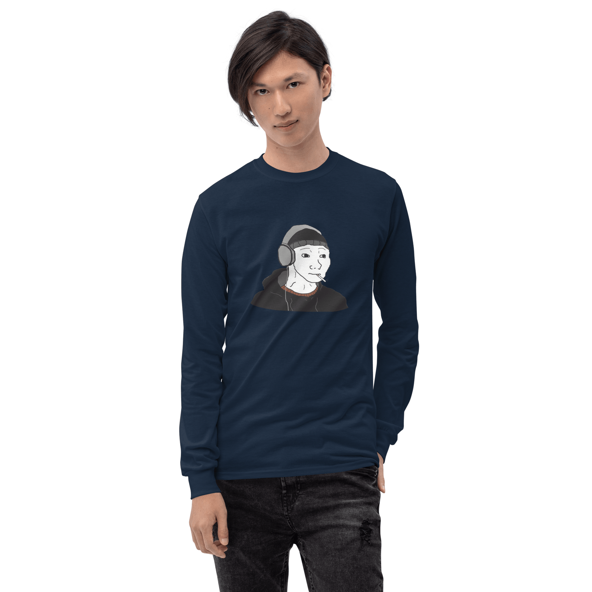 Doomer Wojak Long Sleeve T-Shirt Meme - Sport Grey | Shirtposting