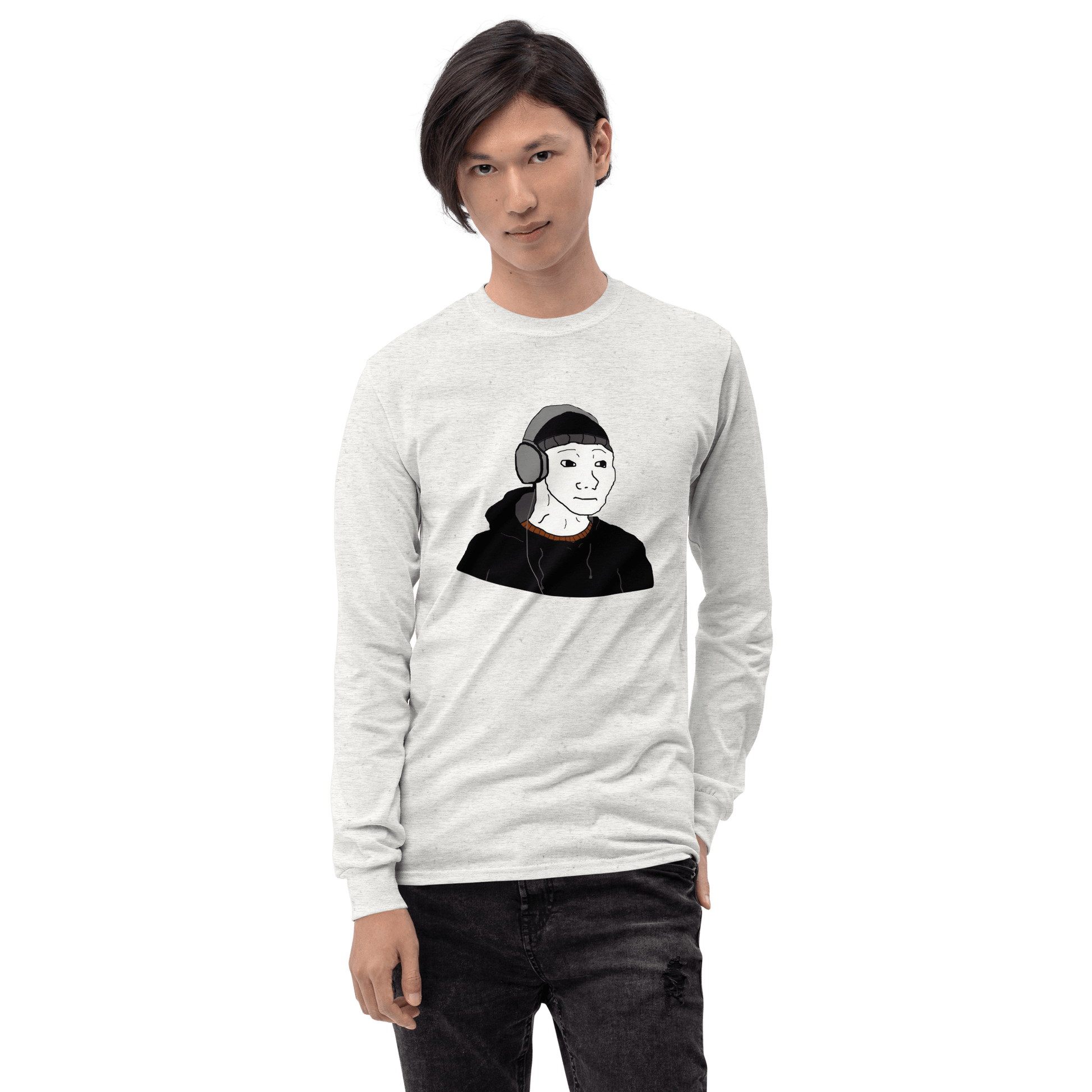 Doomer Wojak Long Sleeve T-Shirt Meme - Sport Grey | Shirtposting