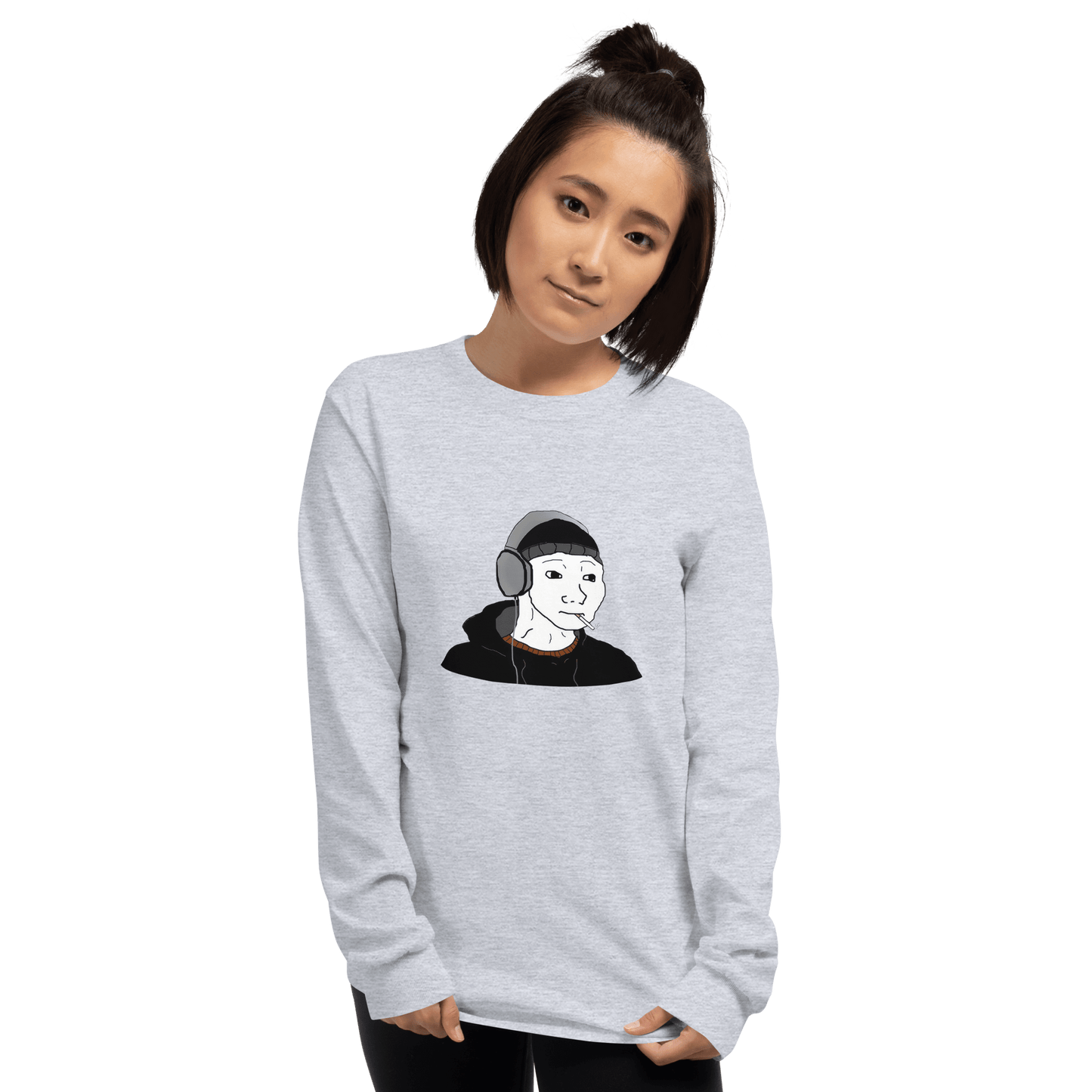 Doomer Wojak Long Sleeve T-Shirt Meme - Sport Grey | Shirtposting